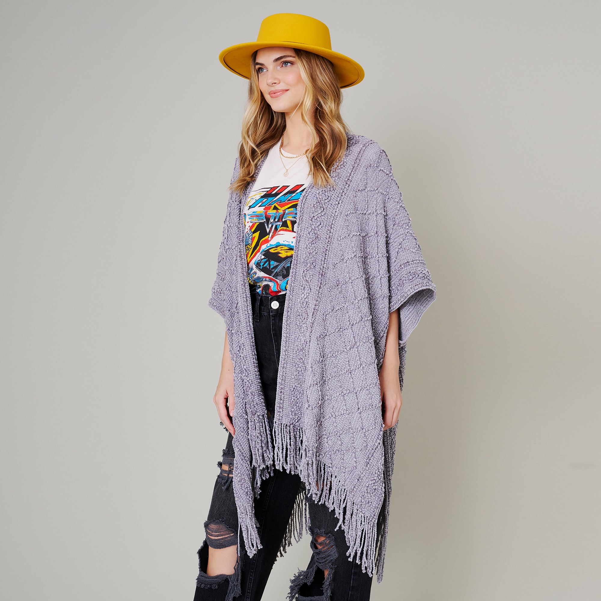 Chenille Knit Poncho