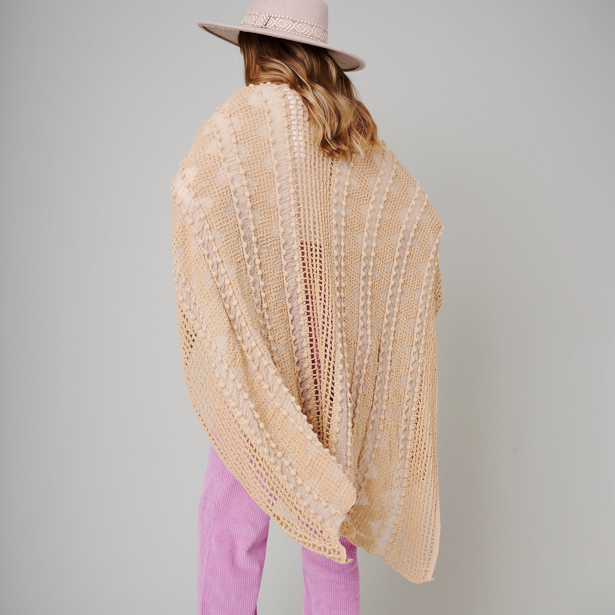 Pom Pom Textured Poncho
