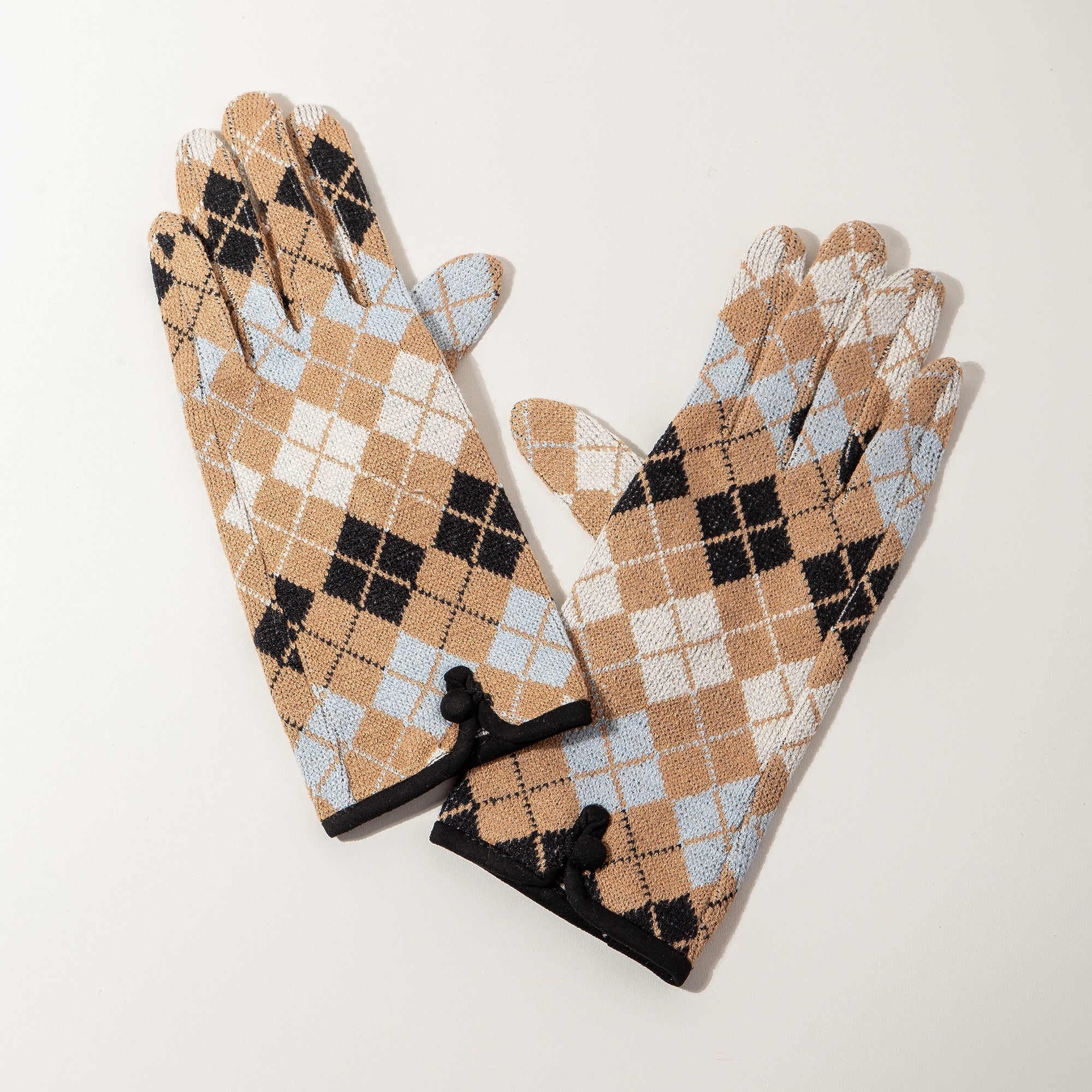 Plaid Print Touch Screen Gloves