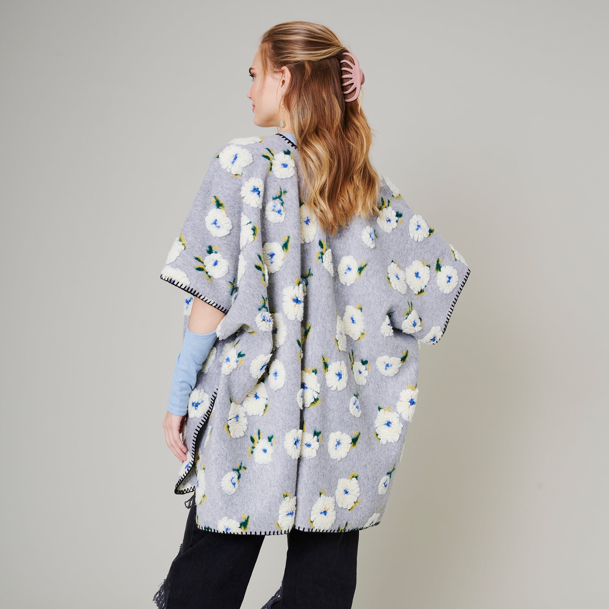 Floral Print Poncho