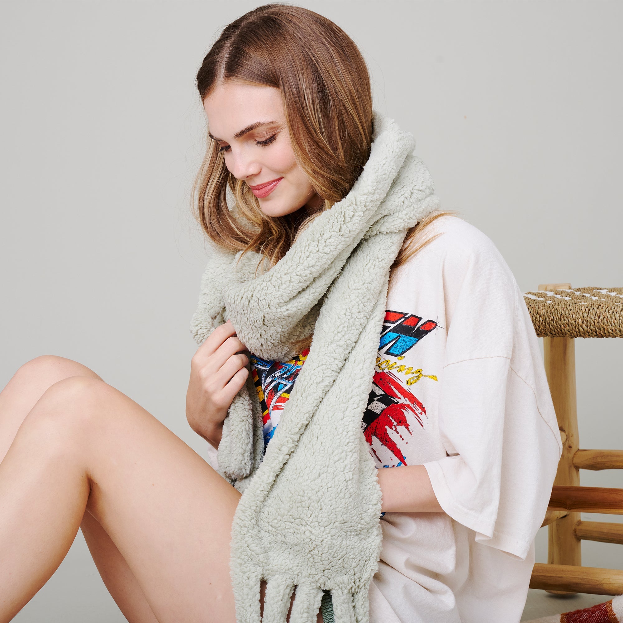 Fringe Soft Oblong Scarf