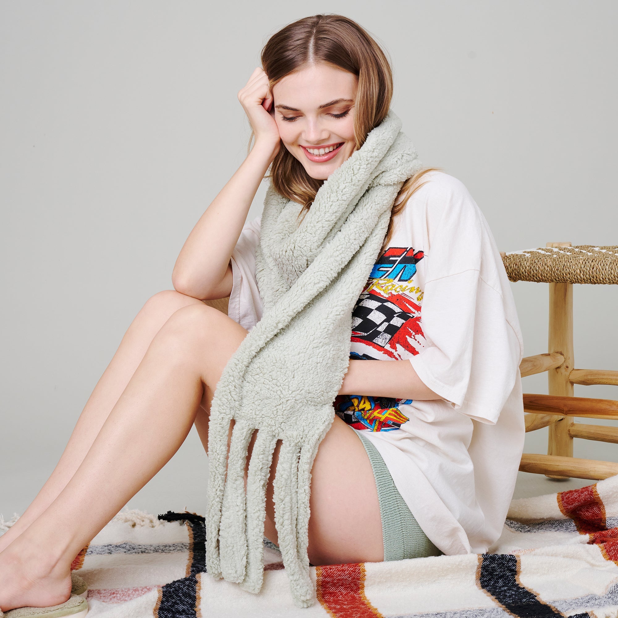Fringe Soft Oblong Scarf