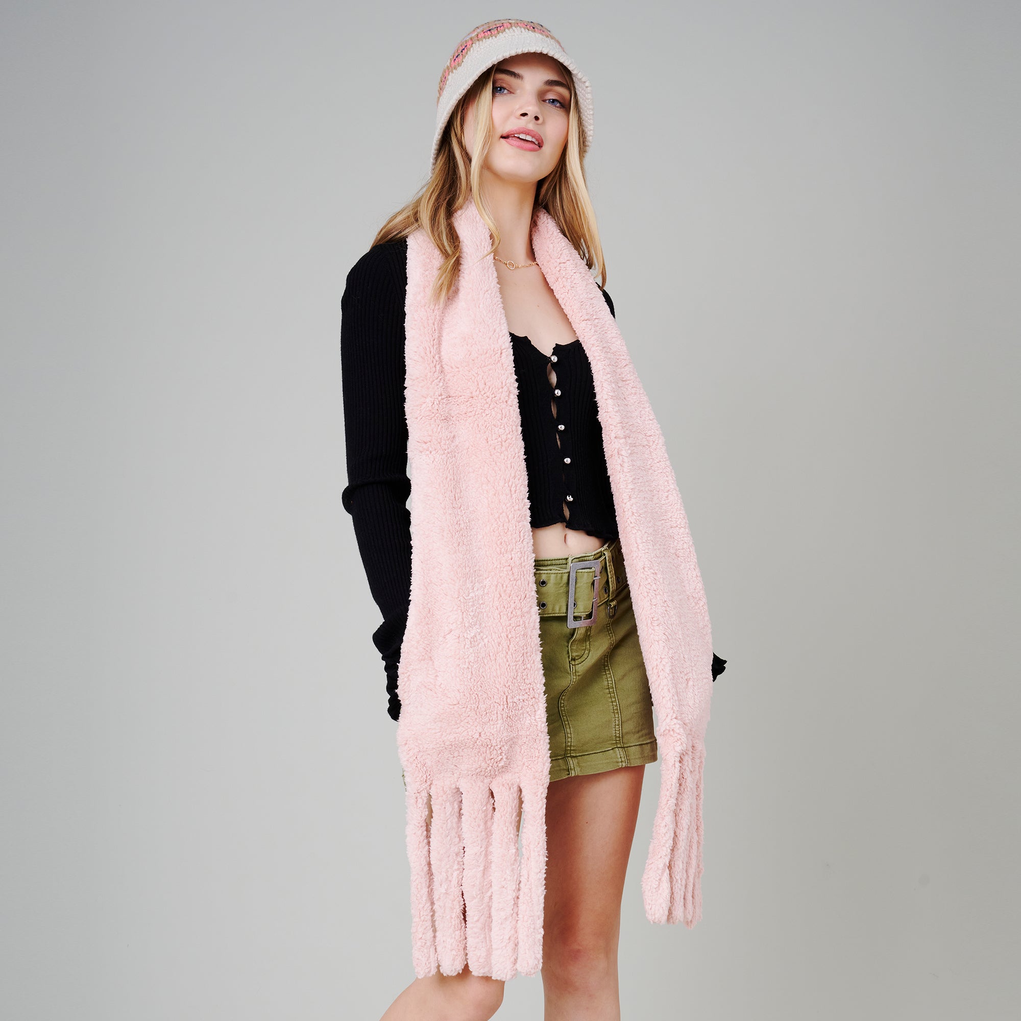 Fringe Soft Oblong Scarf