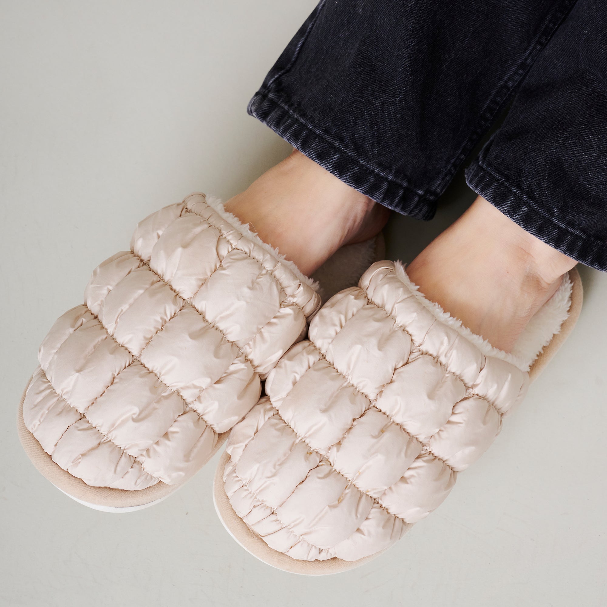 Quilted Faux Fur Lined Slippers