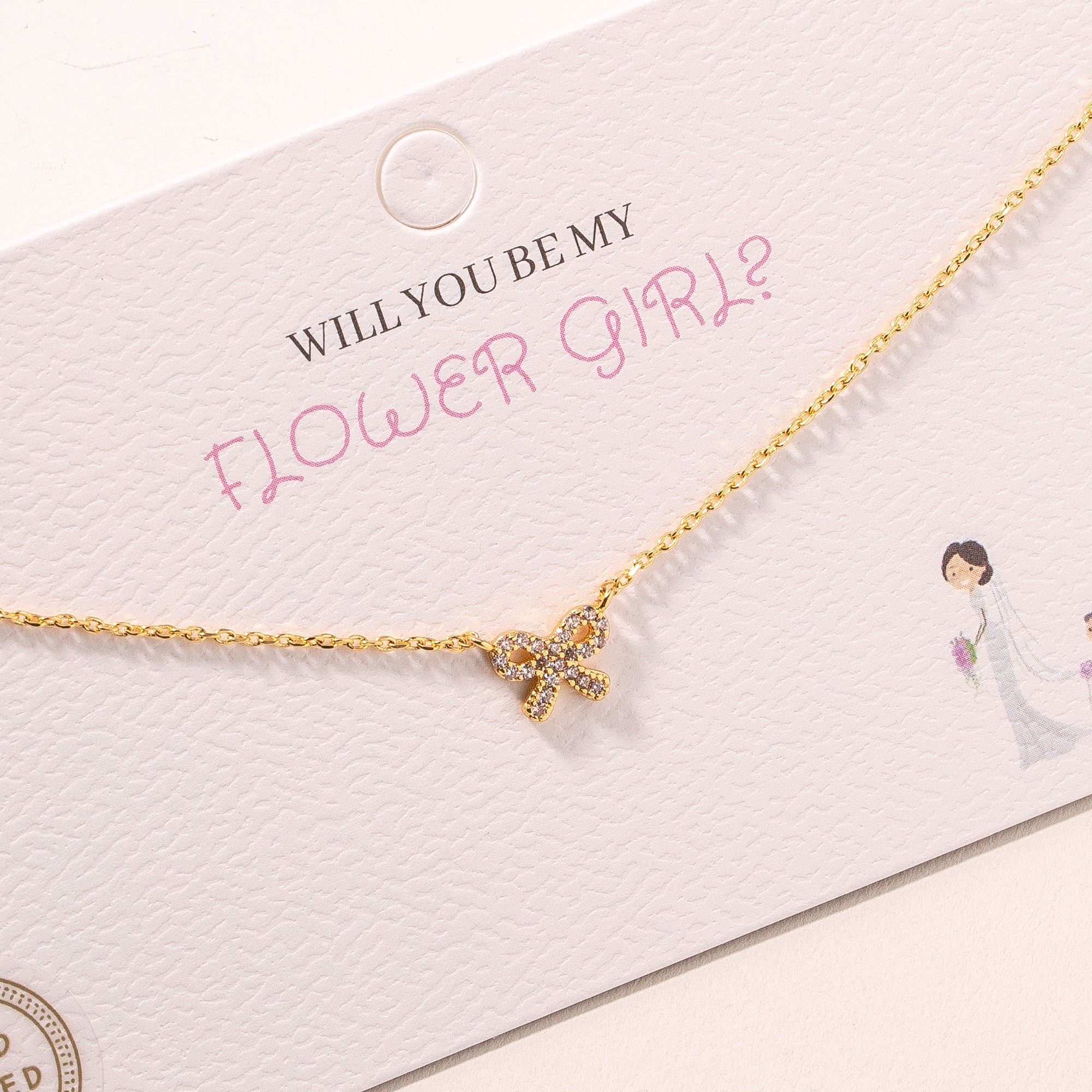 CZ Bow Tie Charm Necklace
