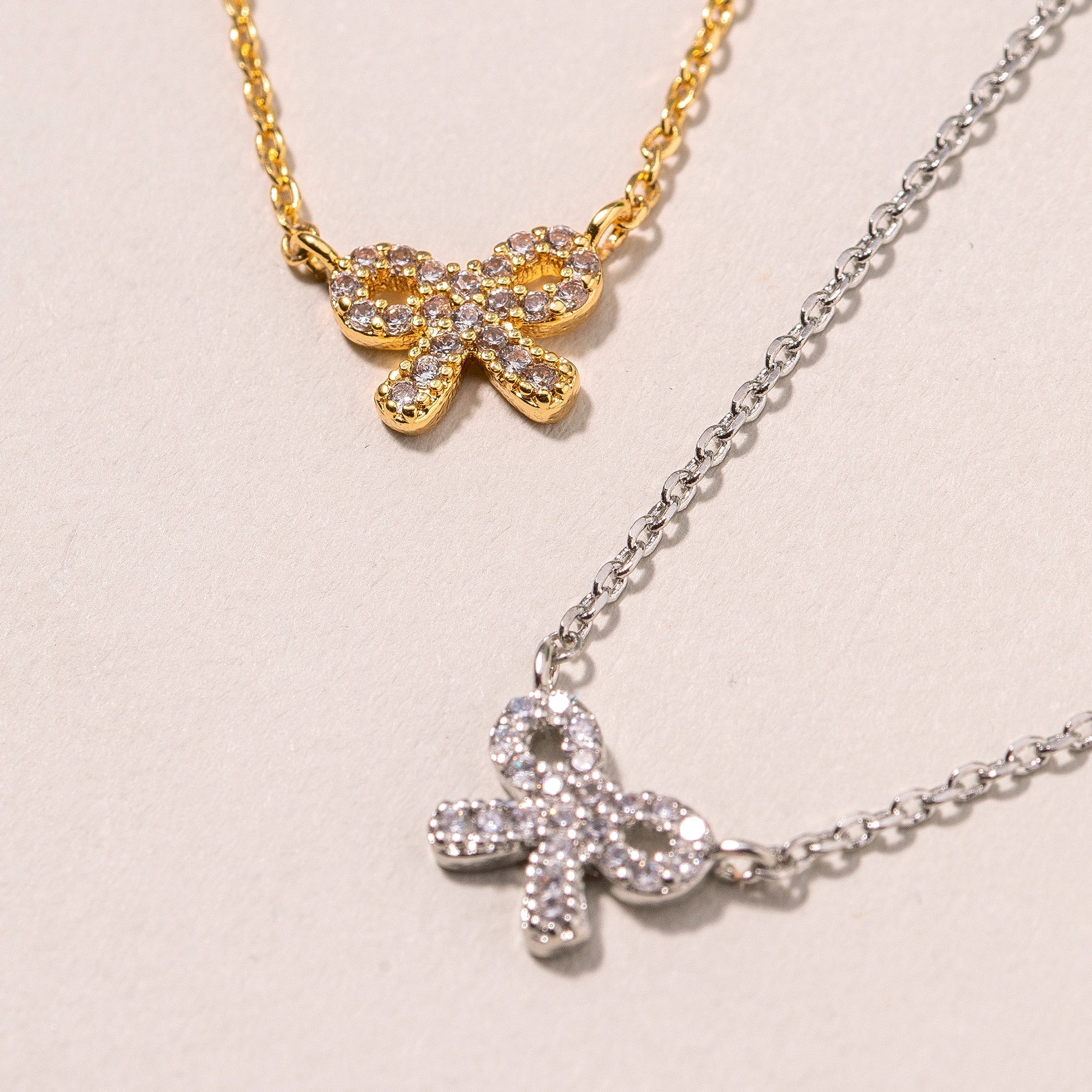 CZ Bow Tie Charm Necklace