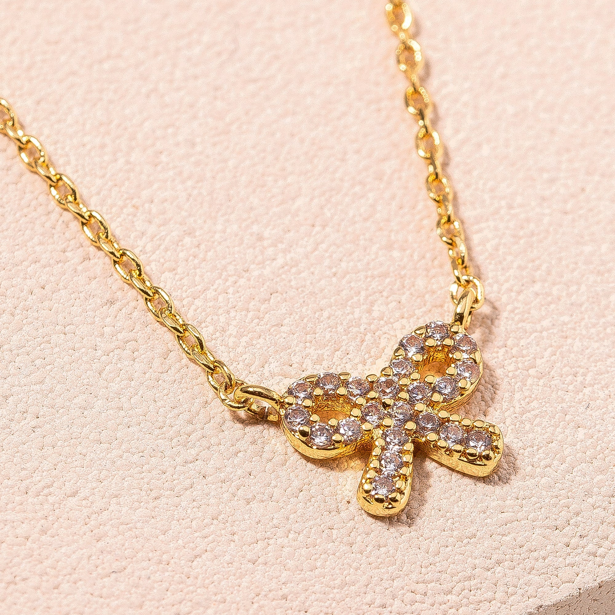 CZ Bow Tie Charm Necklace