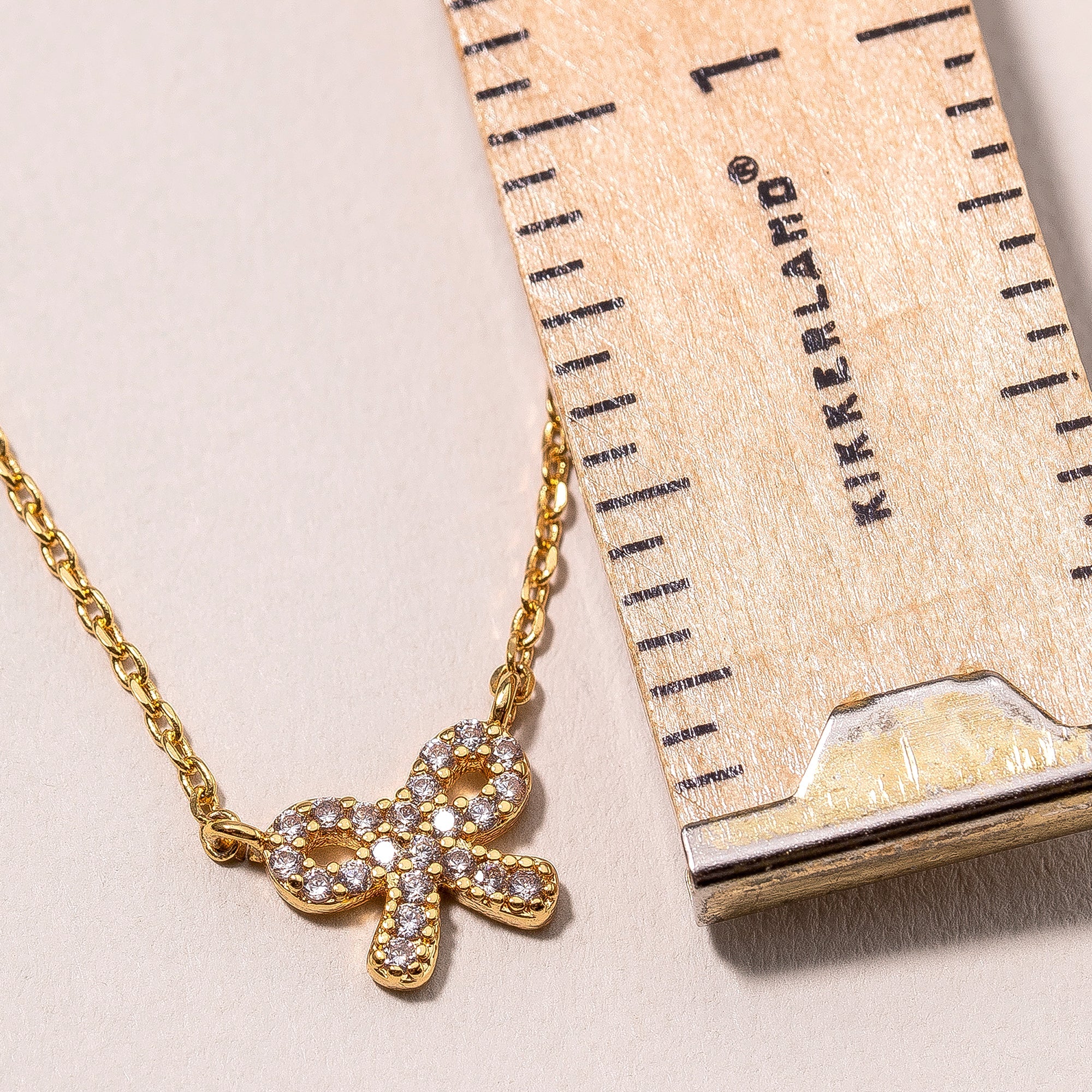 CZ Bow Tie Charm Necklace