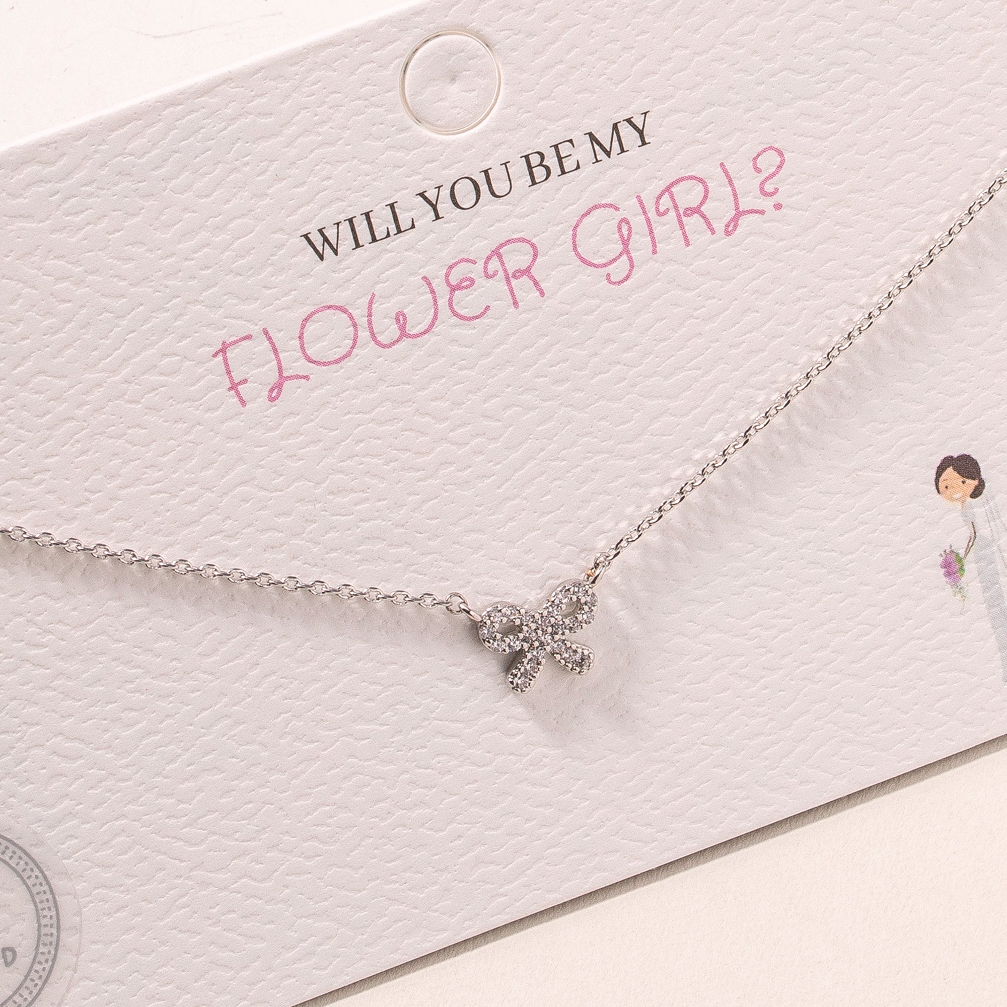 CZ Bow Tie Charm Necklace