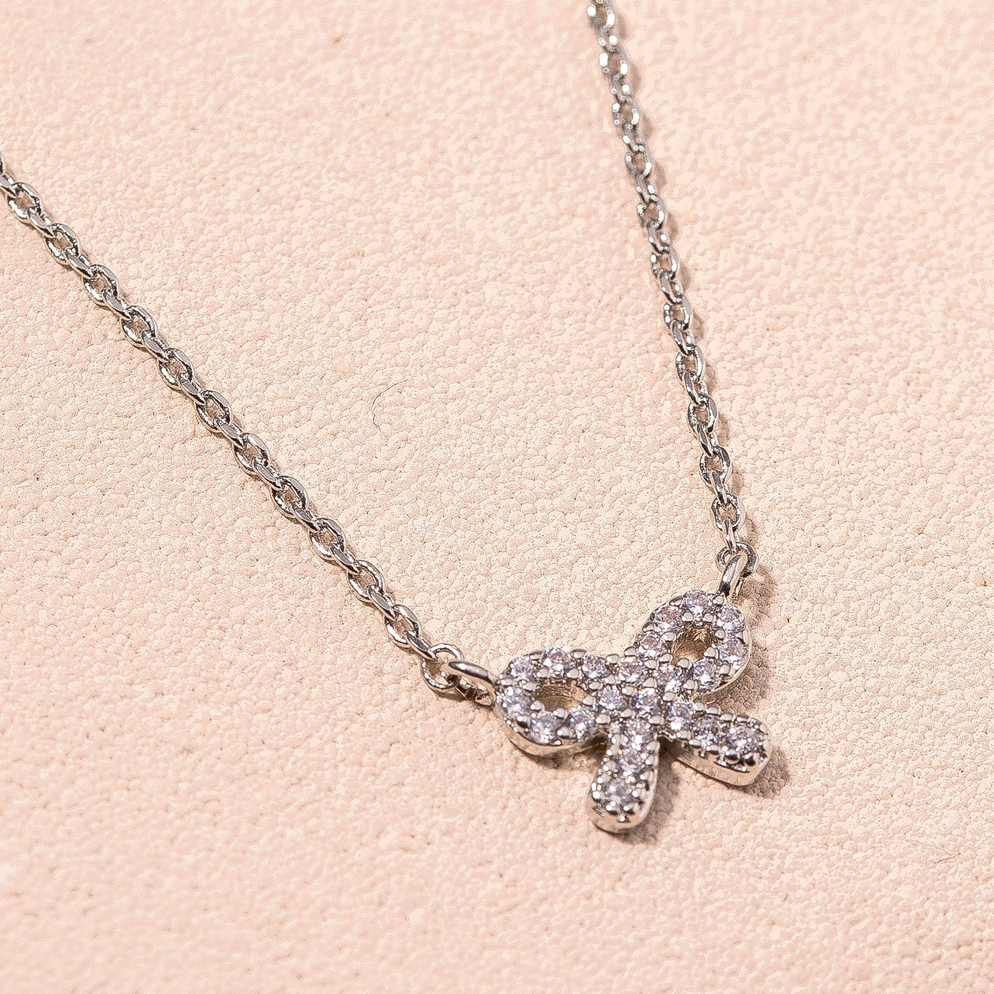 CZ Bow Tie Charm Necklace