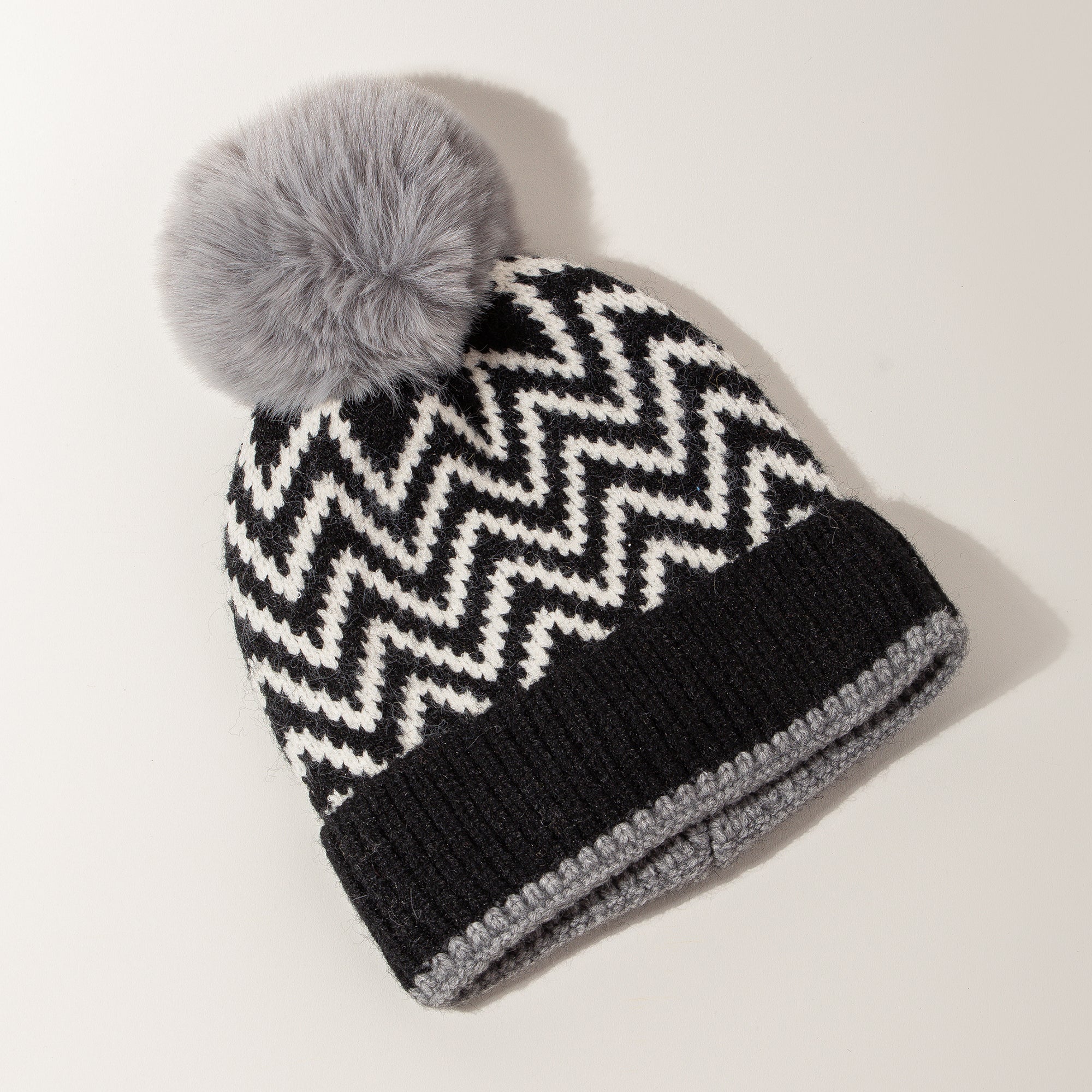 Zig Zag Print Beanie