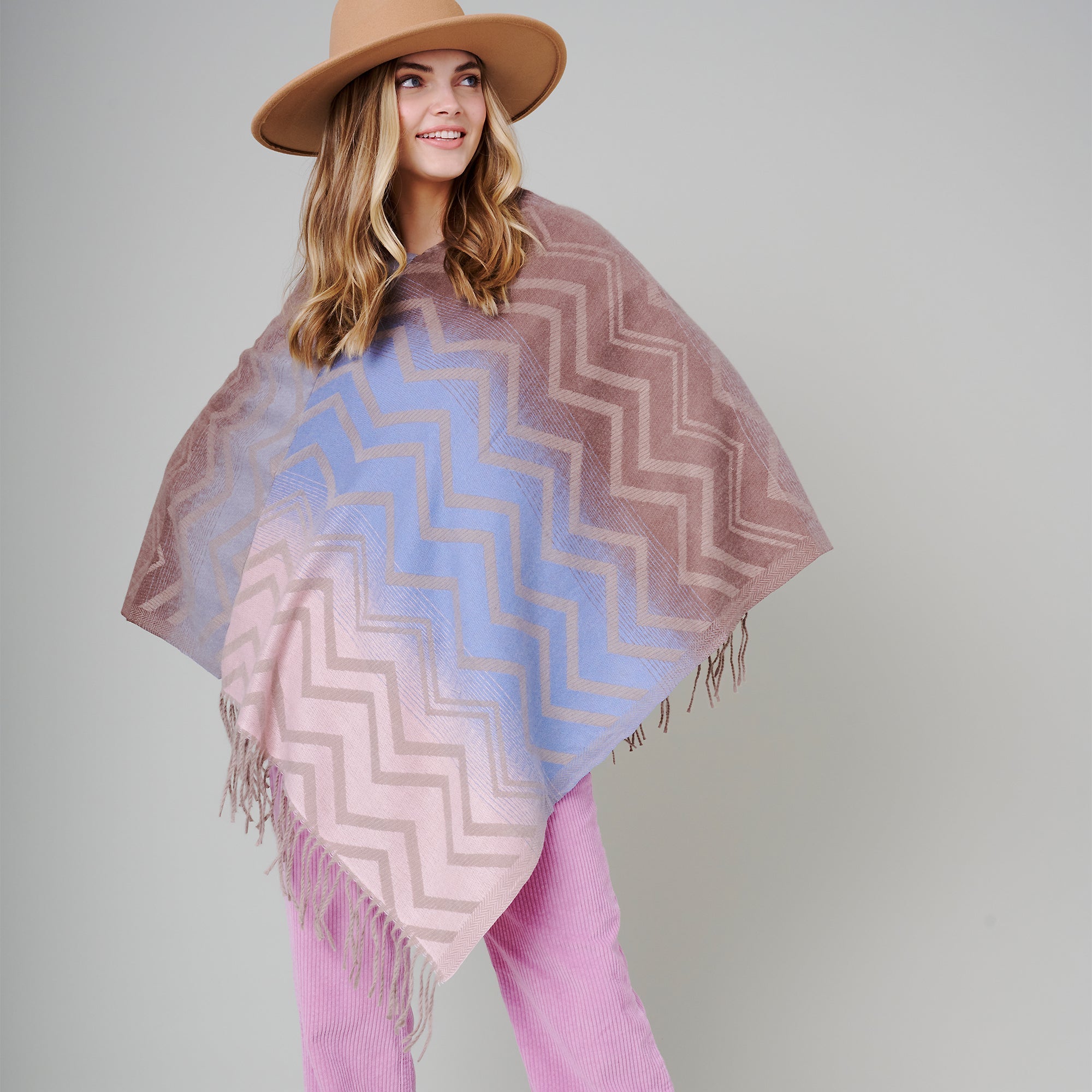 Gradient Aztec Print Poncho