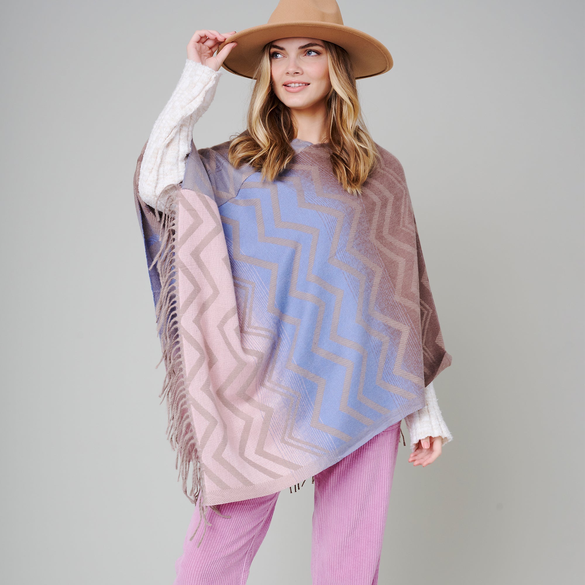 Gradient Aztec Print Poncho
