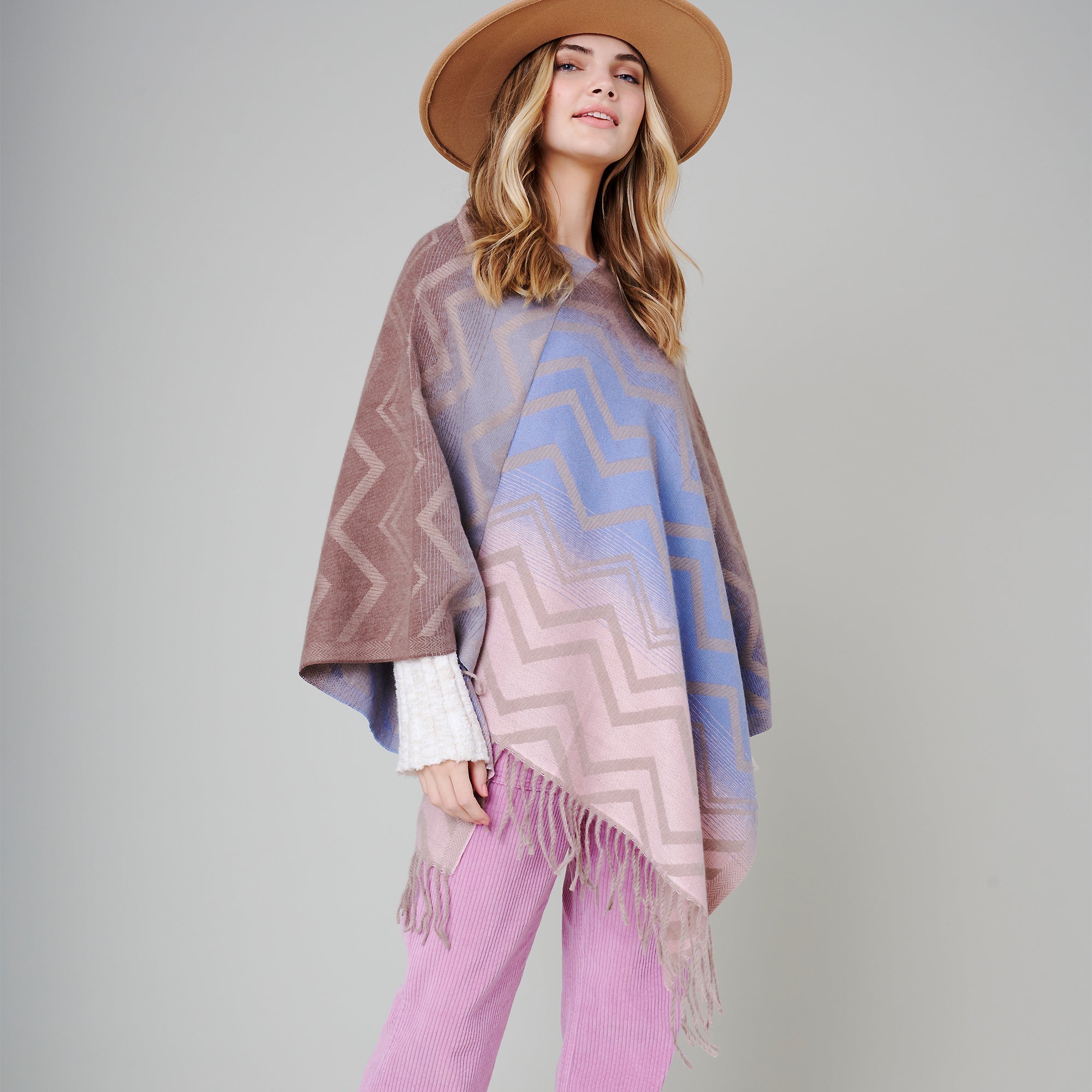 Gradient Aztec Print Poncho