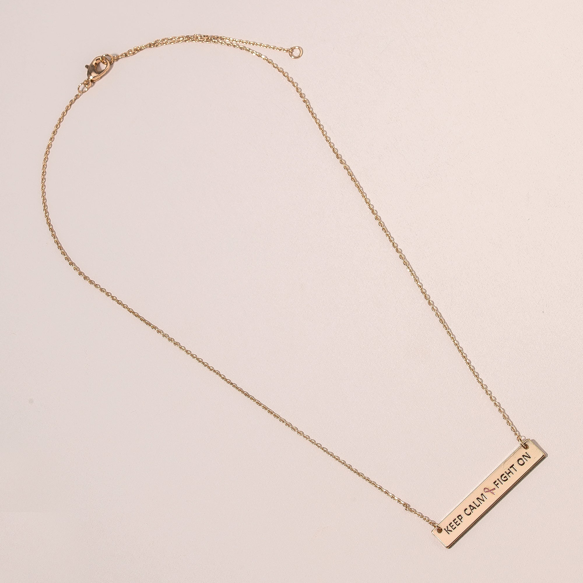 Keep Calm Fight On Charm Necklace