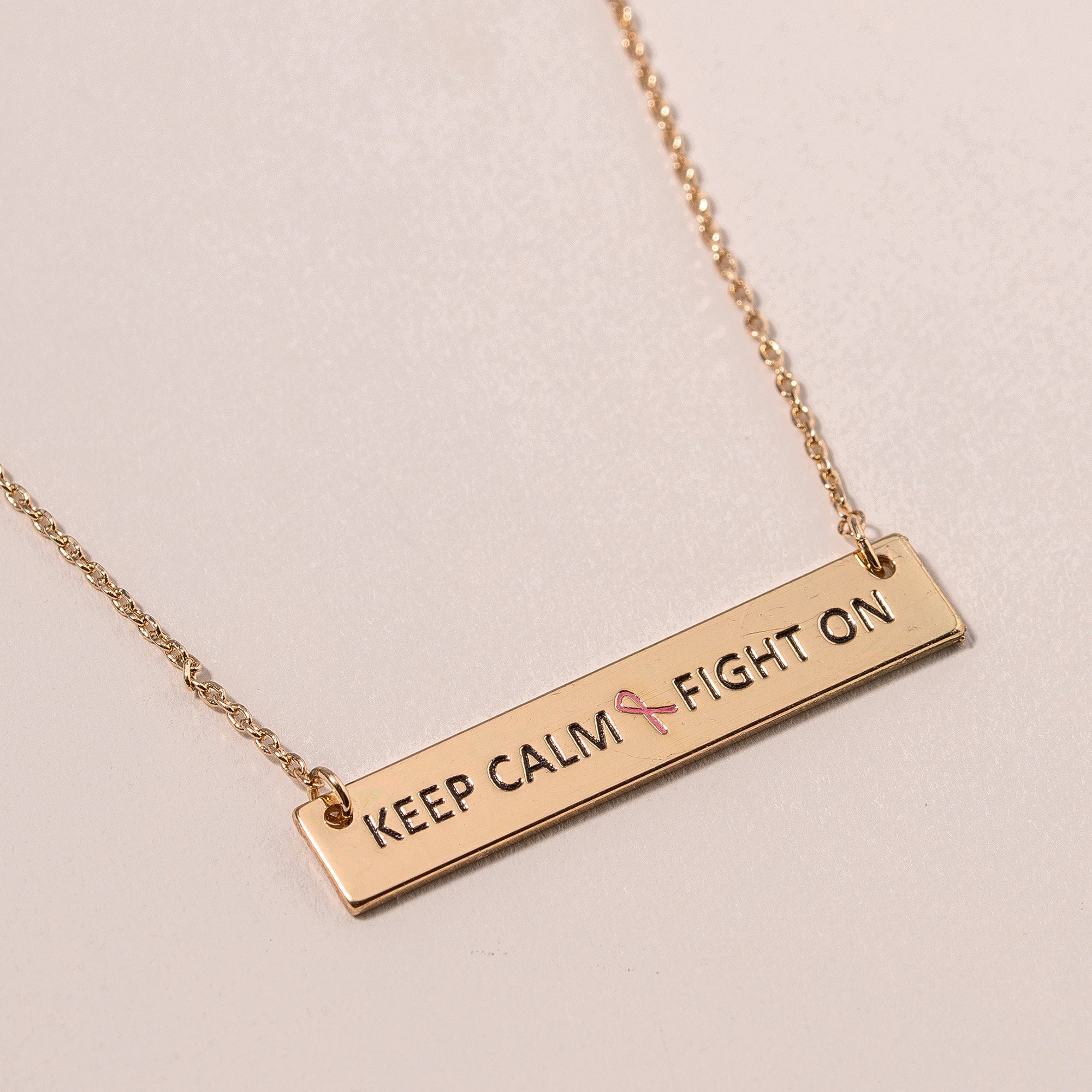 Keep Calm Fight On Charm Necklace