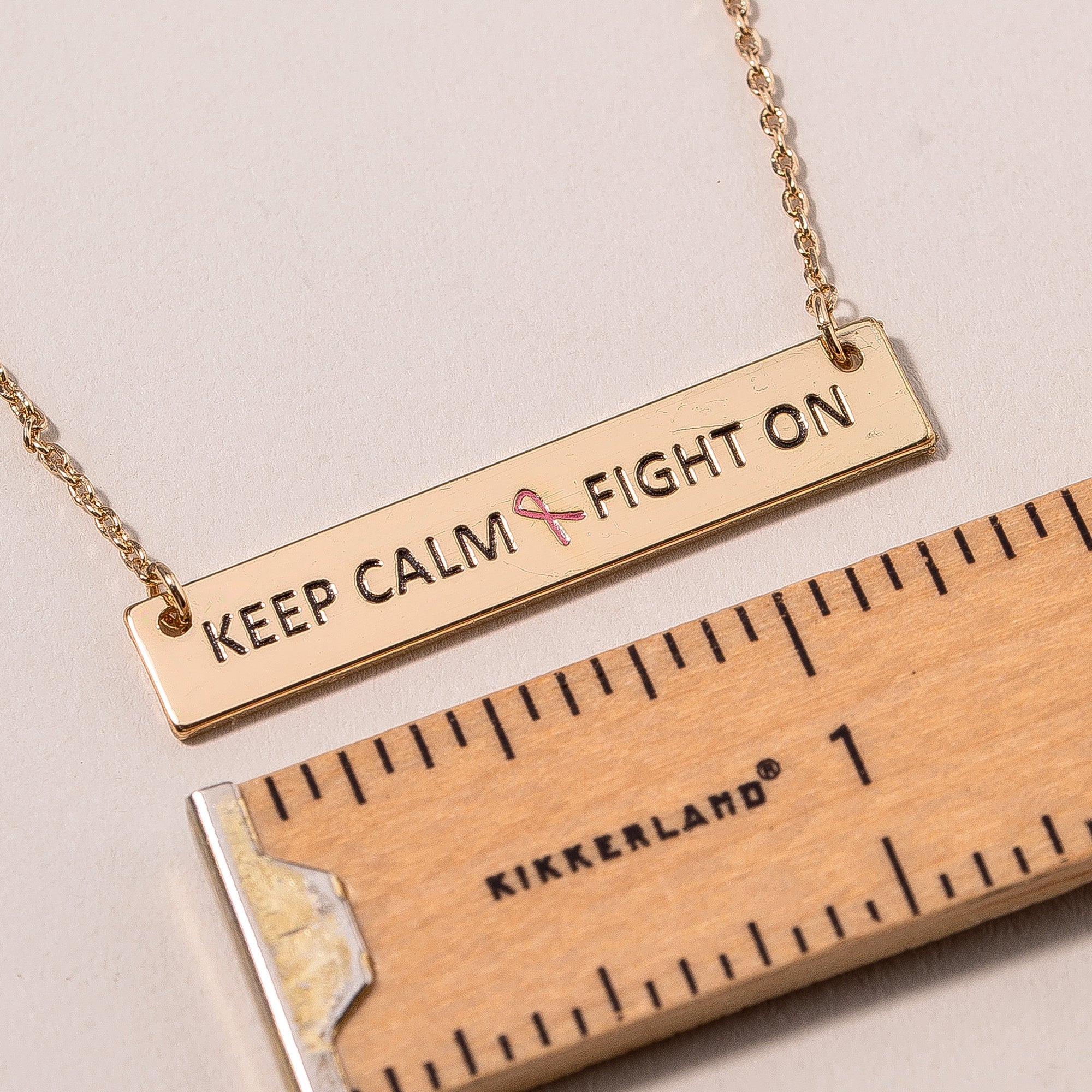 Keep Calm Fight On Charm Necklace