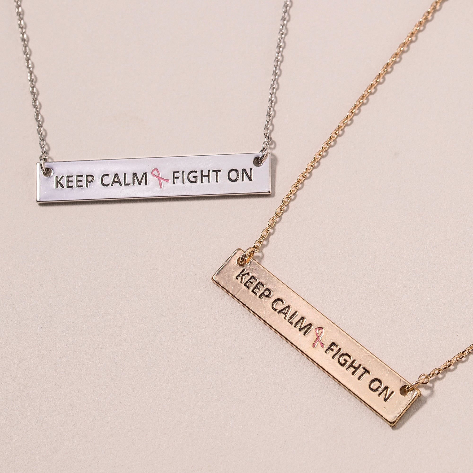 Keep Calm Fight On Charm Necklace