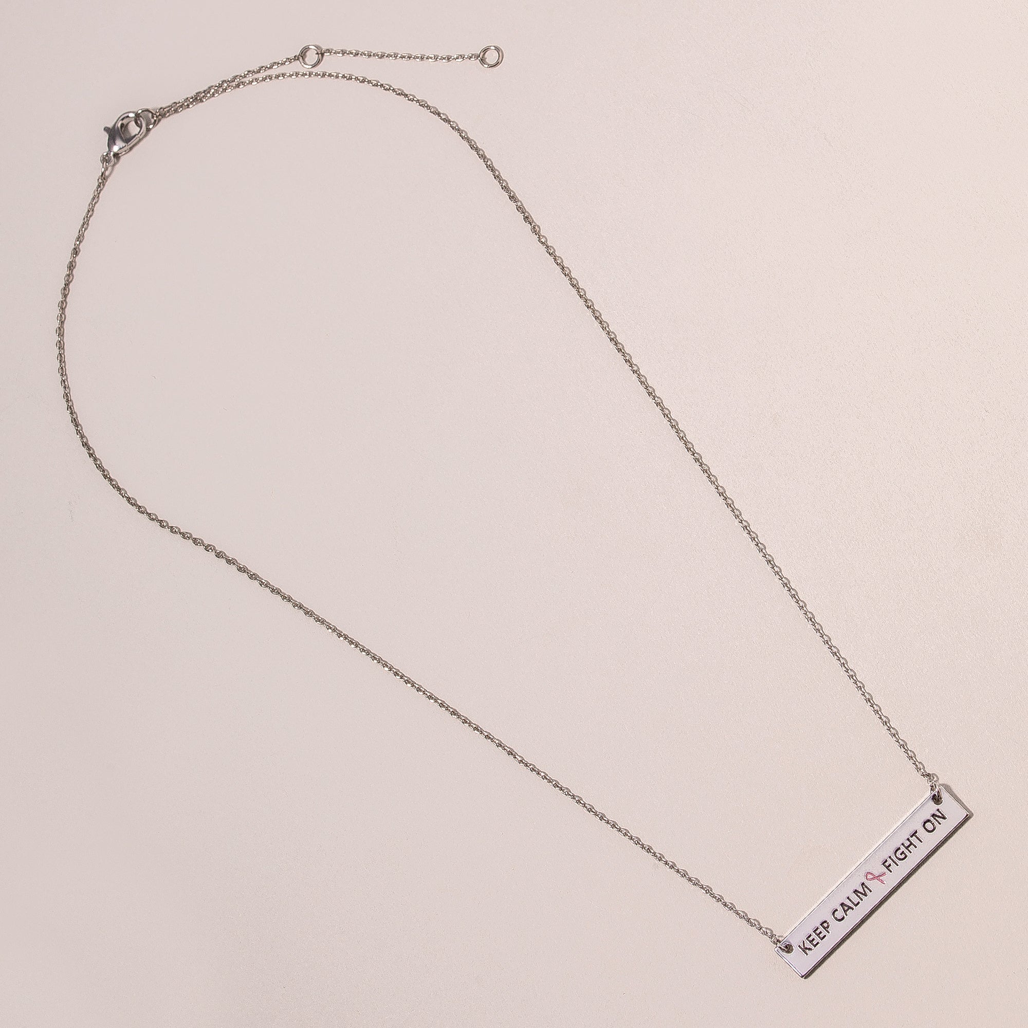 Keep Calm Fight On Charm Necklace