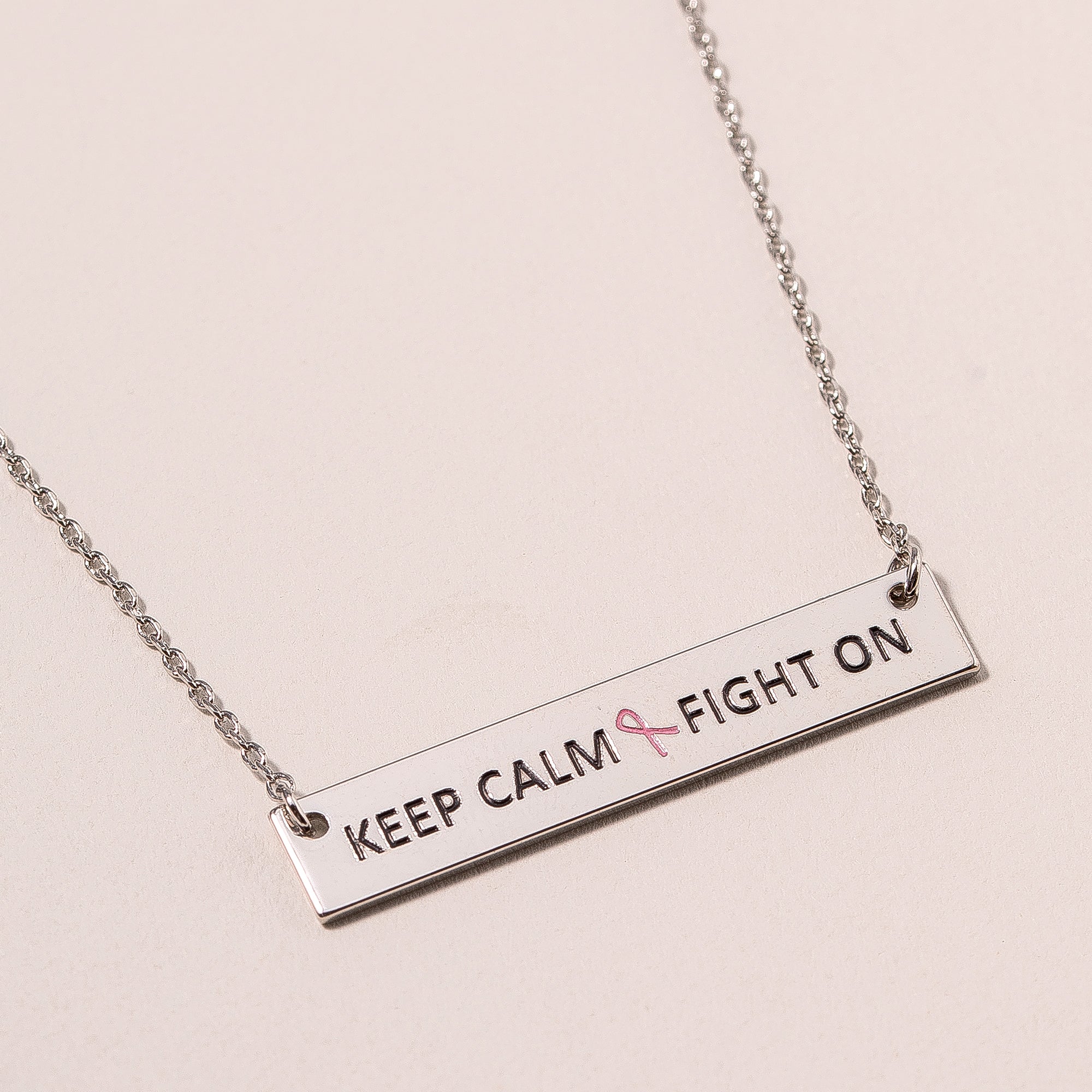 Keep Calm Fight On Charm Necklace