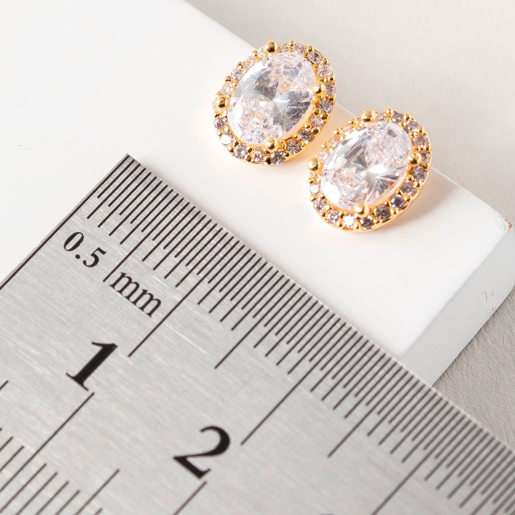 7mm Oval CZ Stud Earrings