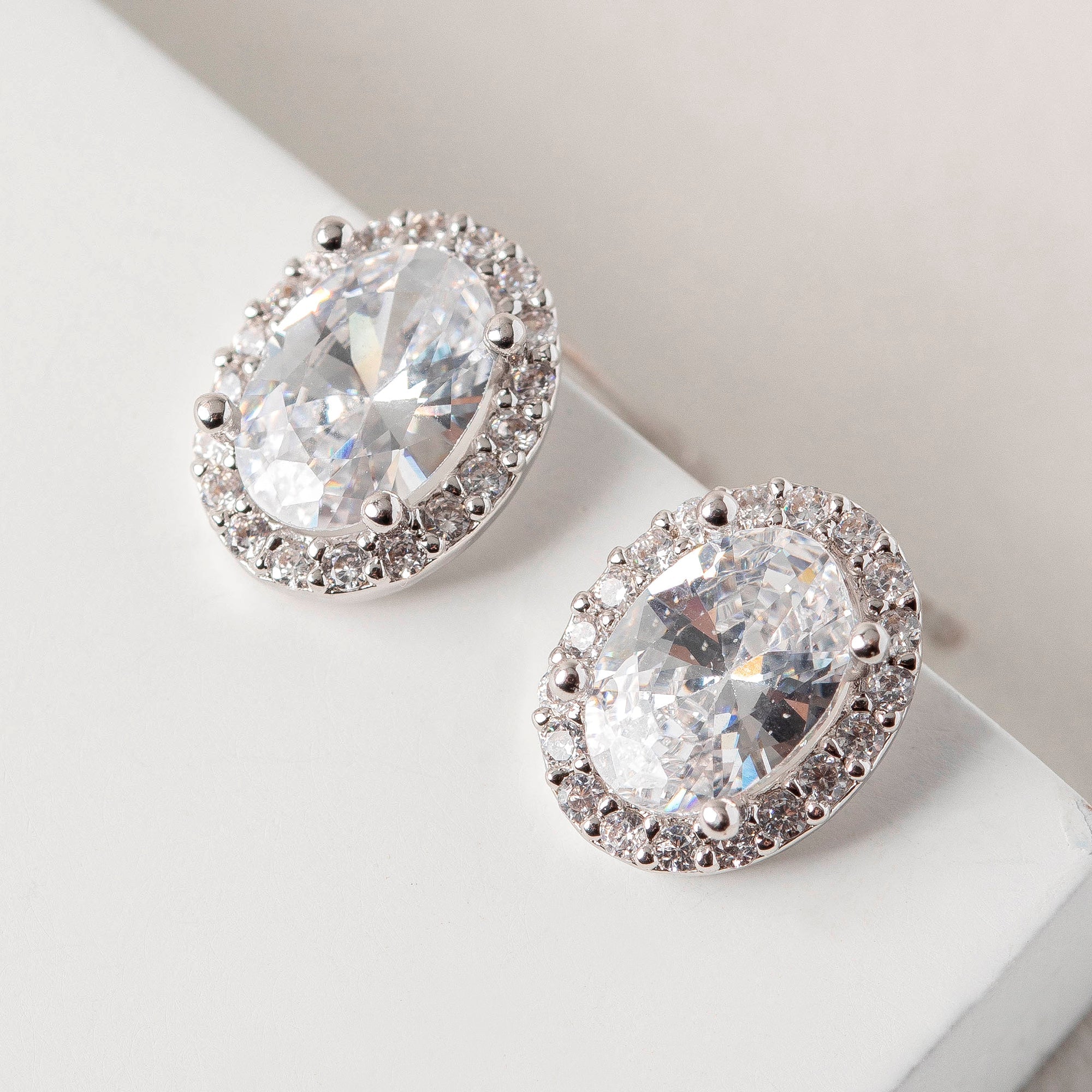 7mm Oval CZ Stud Earrings