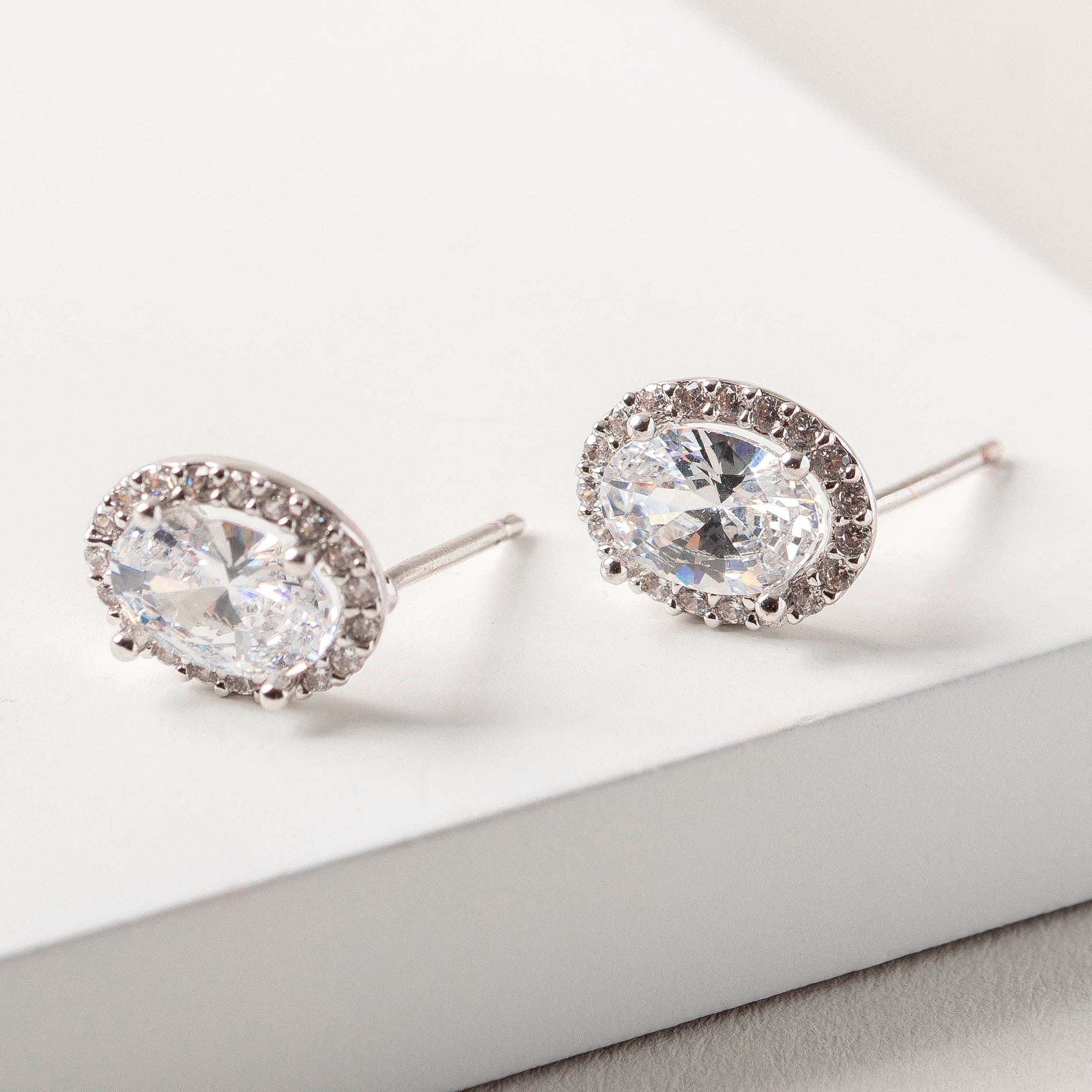 7mm Oval CZ Stud Earrings