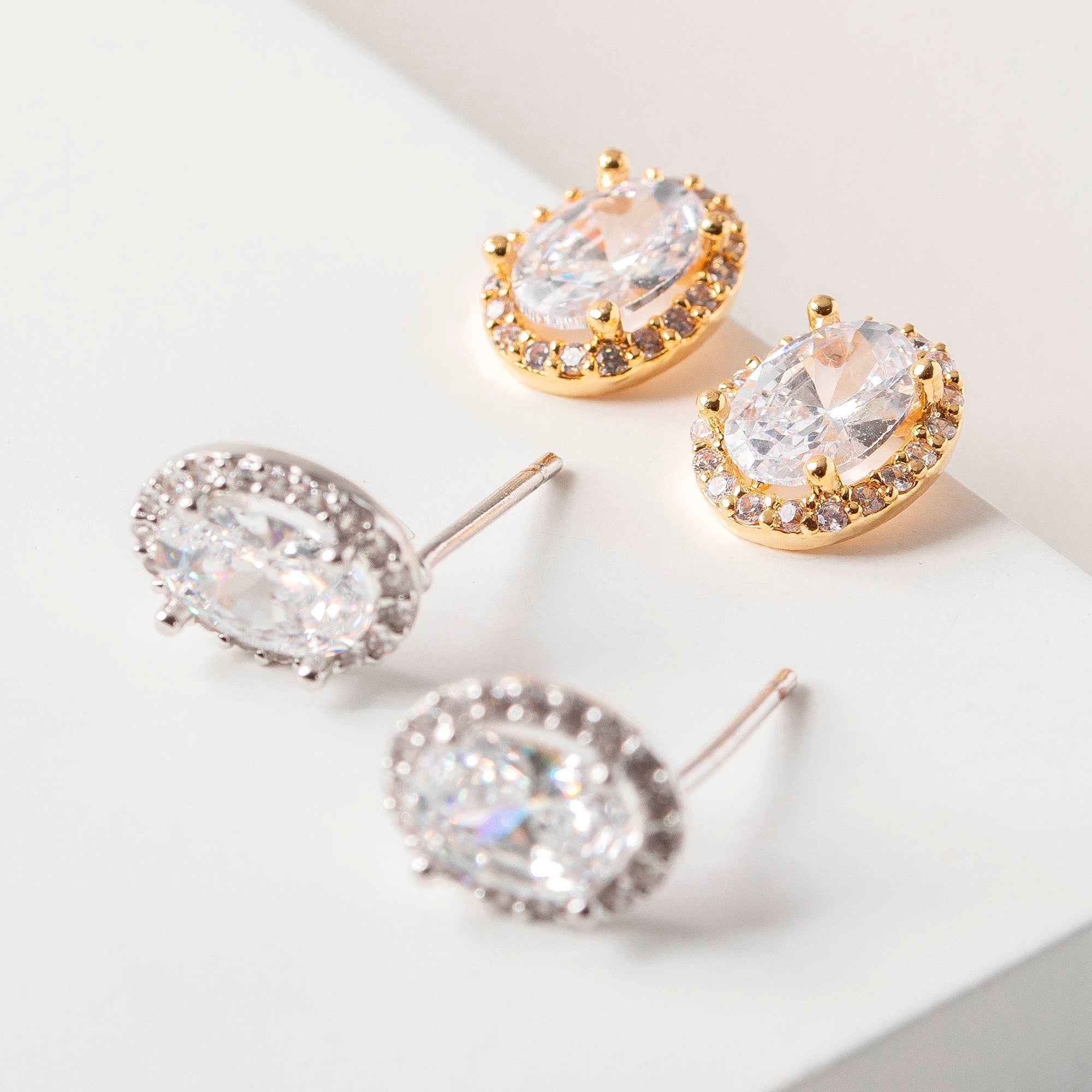 7mm Oval CZ Stud Earrings