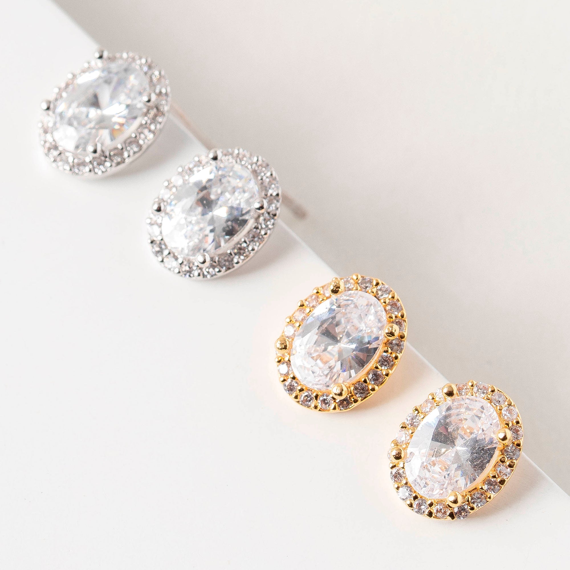 7mm Oval CZ Stud Earrings