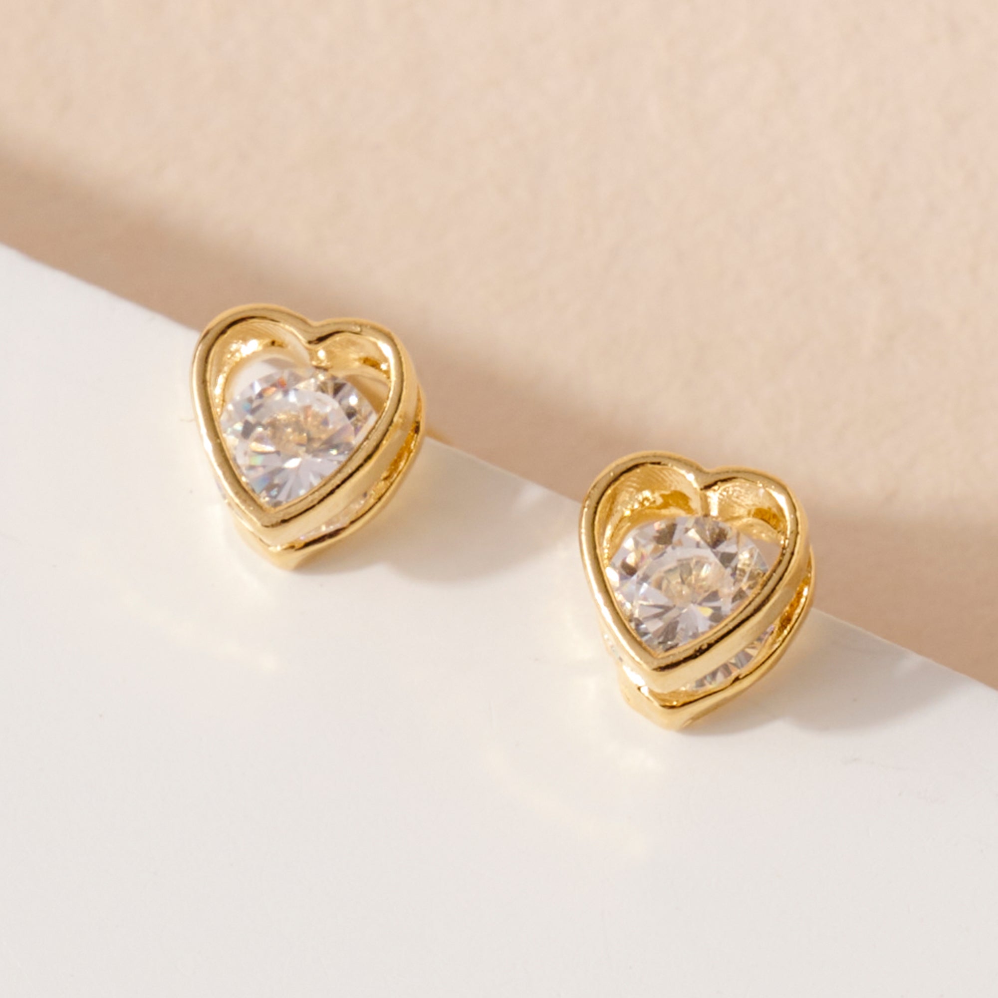 Mini Heart CZ Stud Earrings