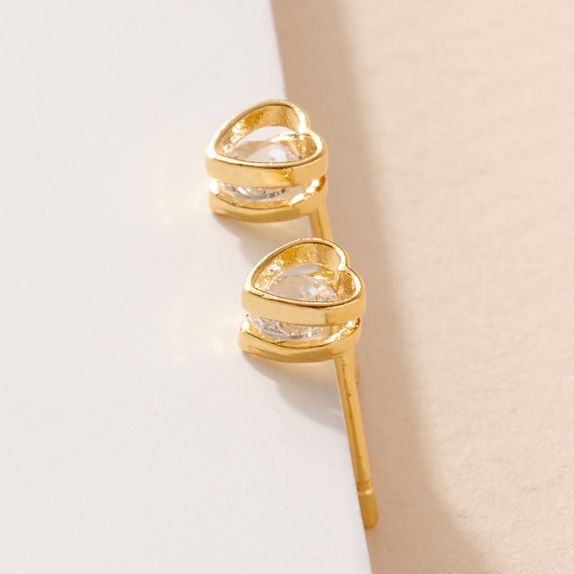 Mini Heart CZ Stud Earrings