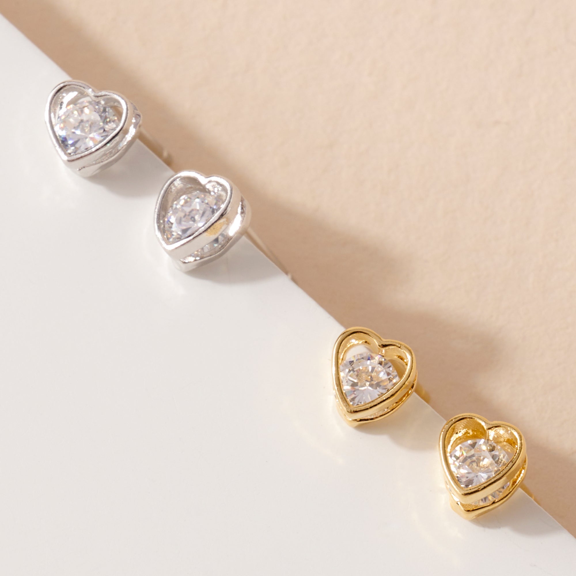 Mini Heart CZ Stud Earrings