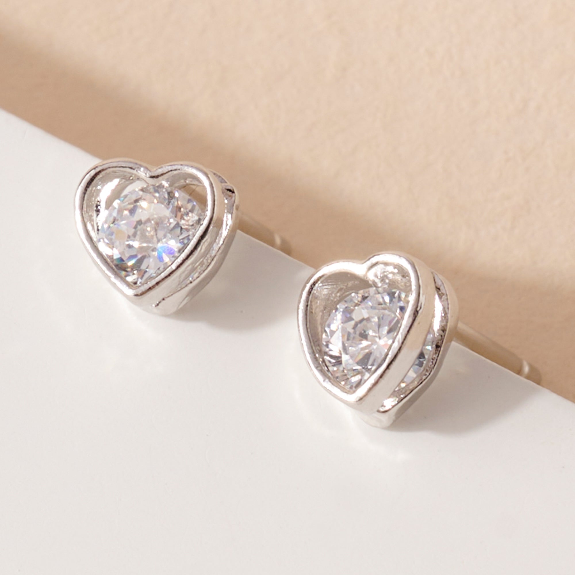 Mini Heart CZ Stud Earrings