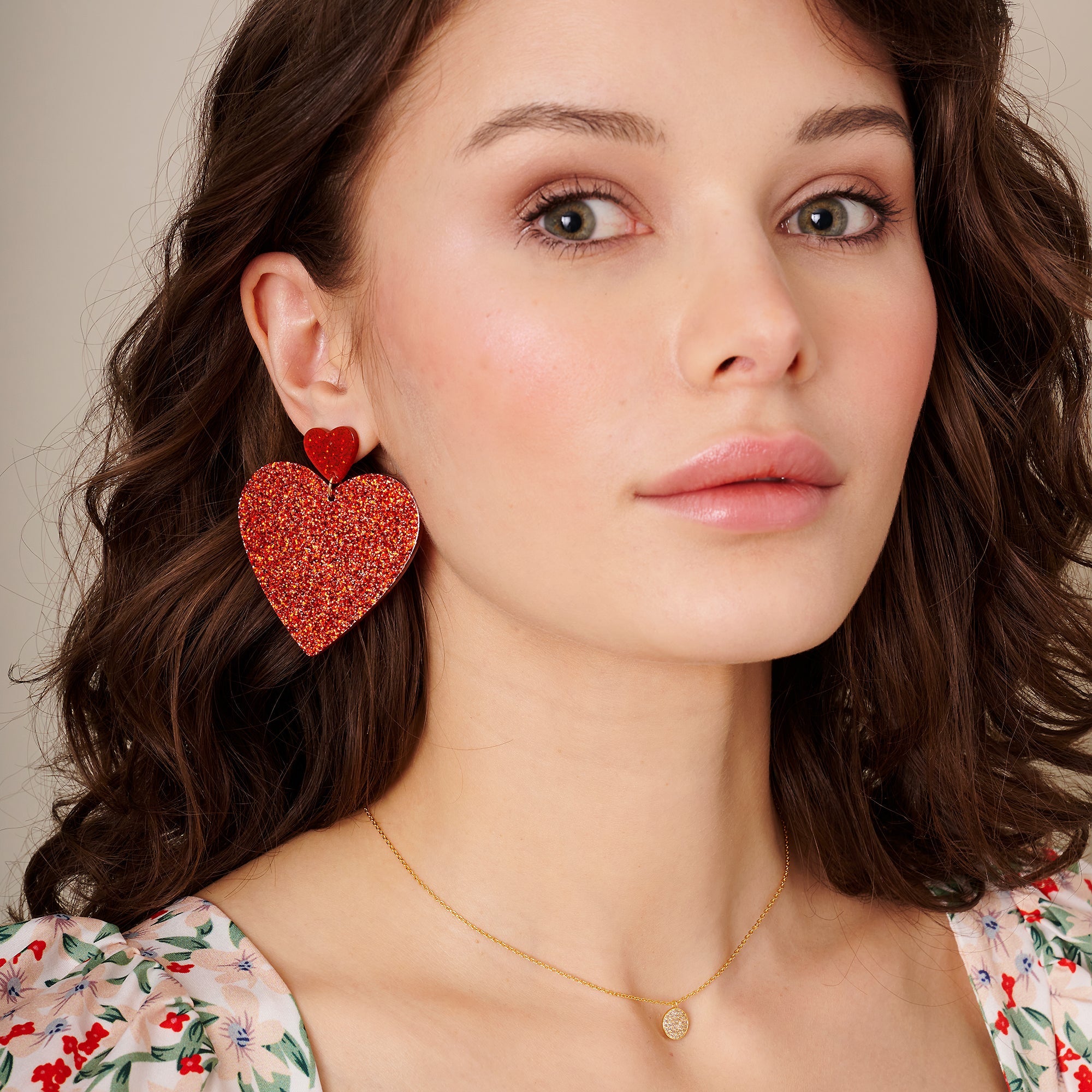 Glitter Heart Dangle Earrings