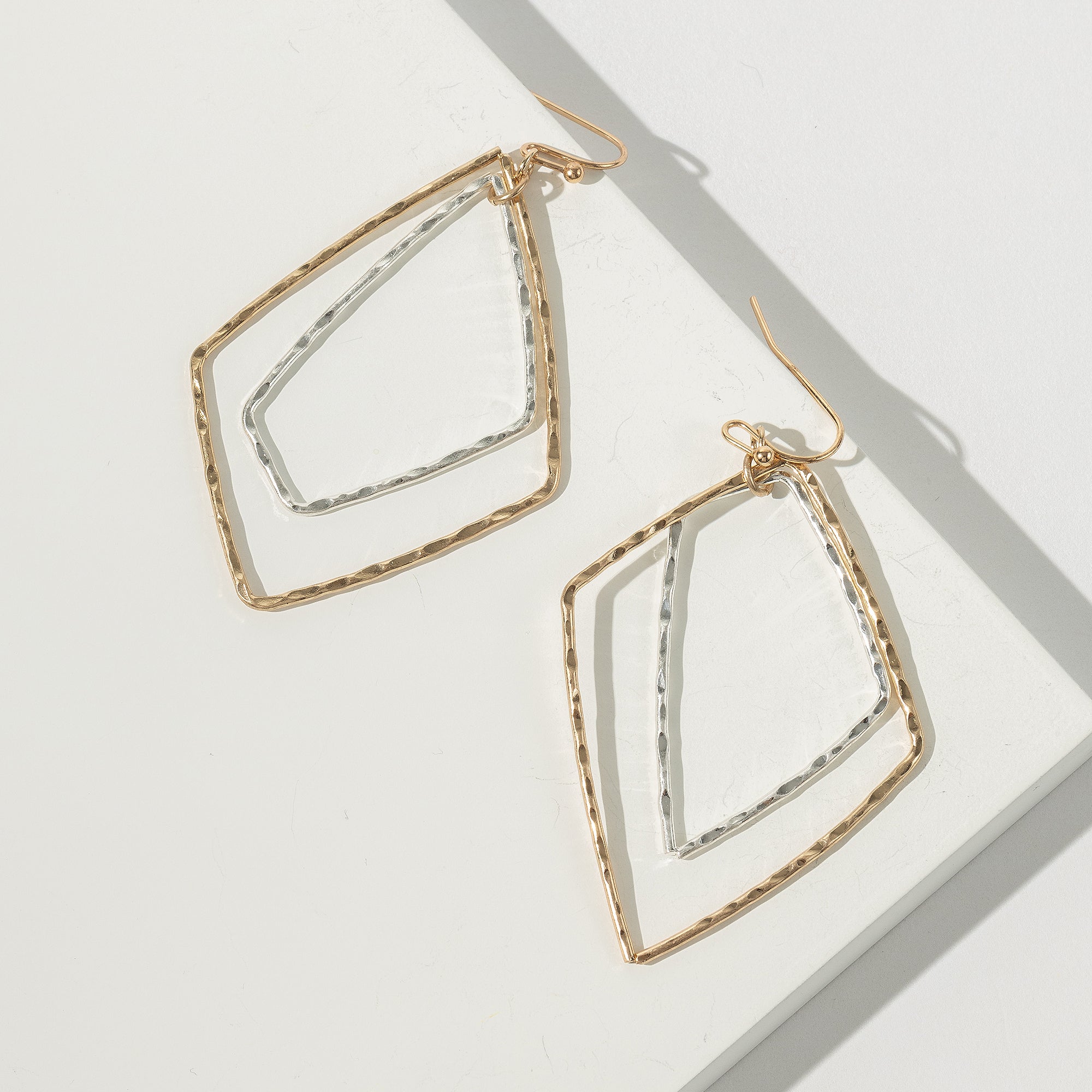 Geometric Layered Metal Dangling Earrings