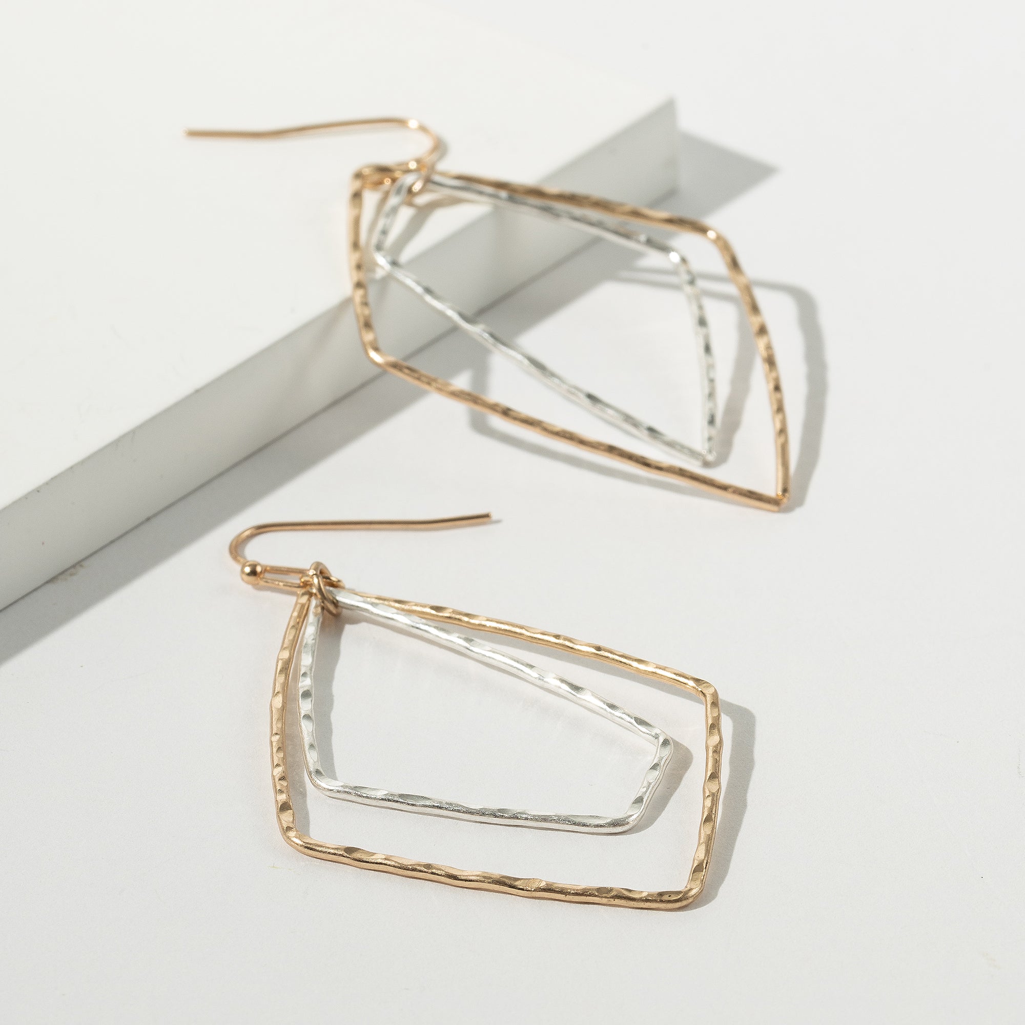 Geometric Layered Metal Dangling Earrings