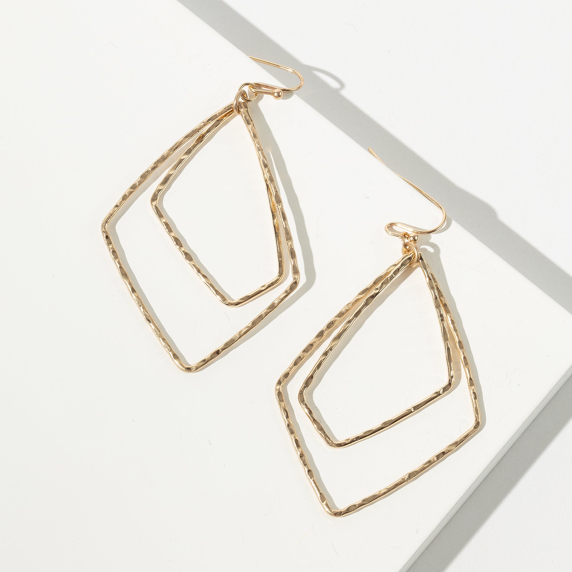 Geometric Layered Metal Dangling Earrings