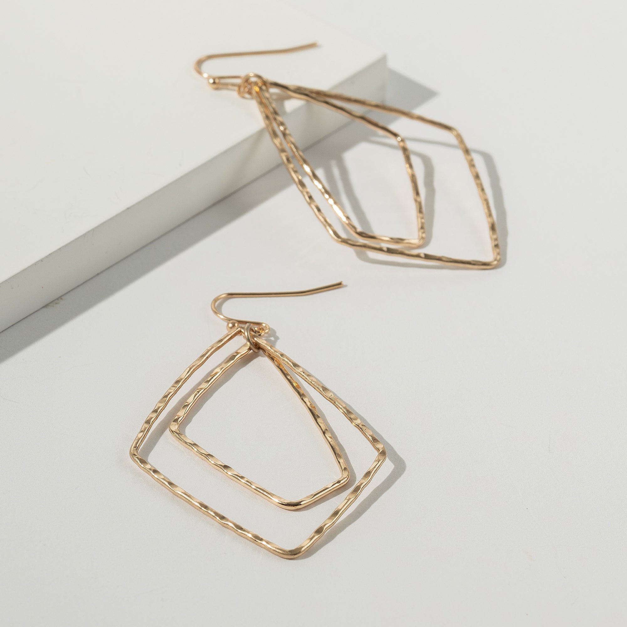Geometric Layered Metal Dangling Earrings
