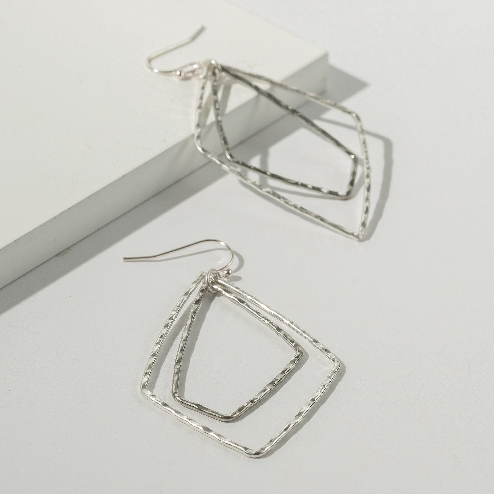 Geometric Layered Metal Dangling Earrings