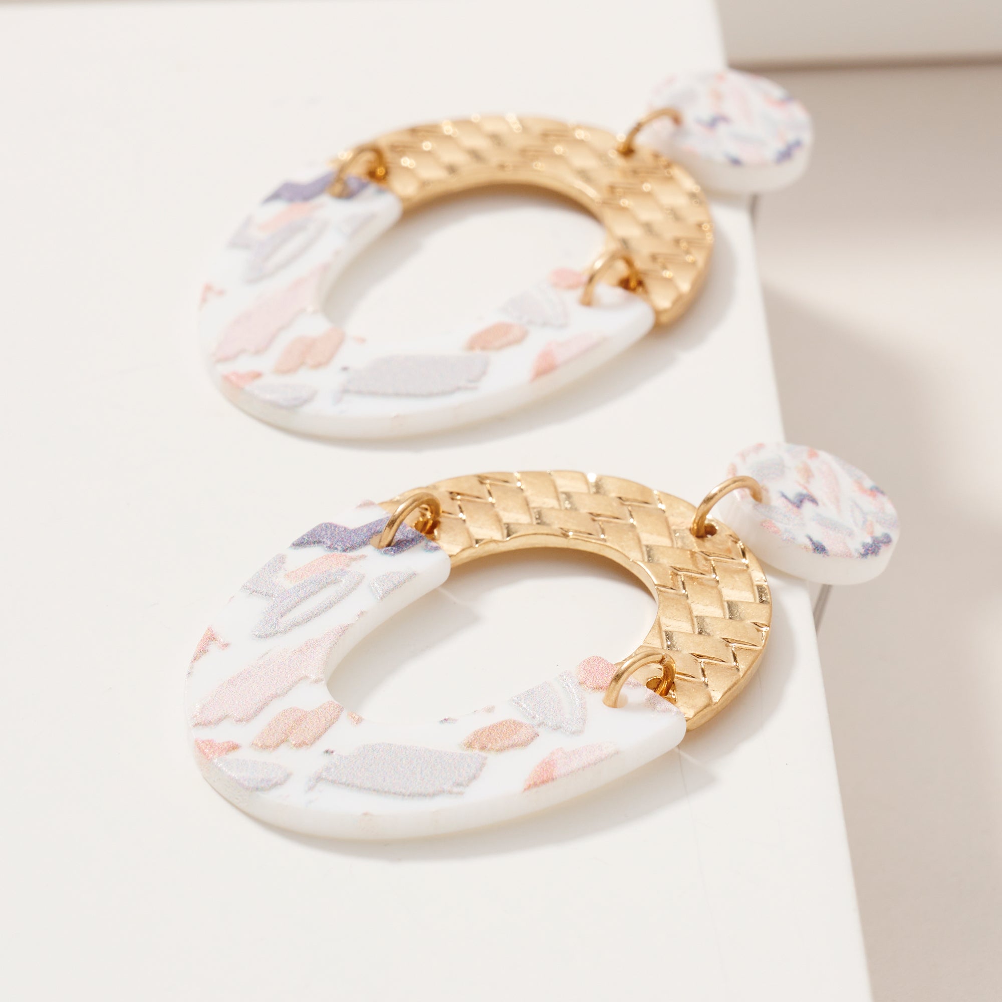 Oval Two Tone Dangling Earrings