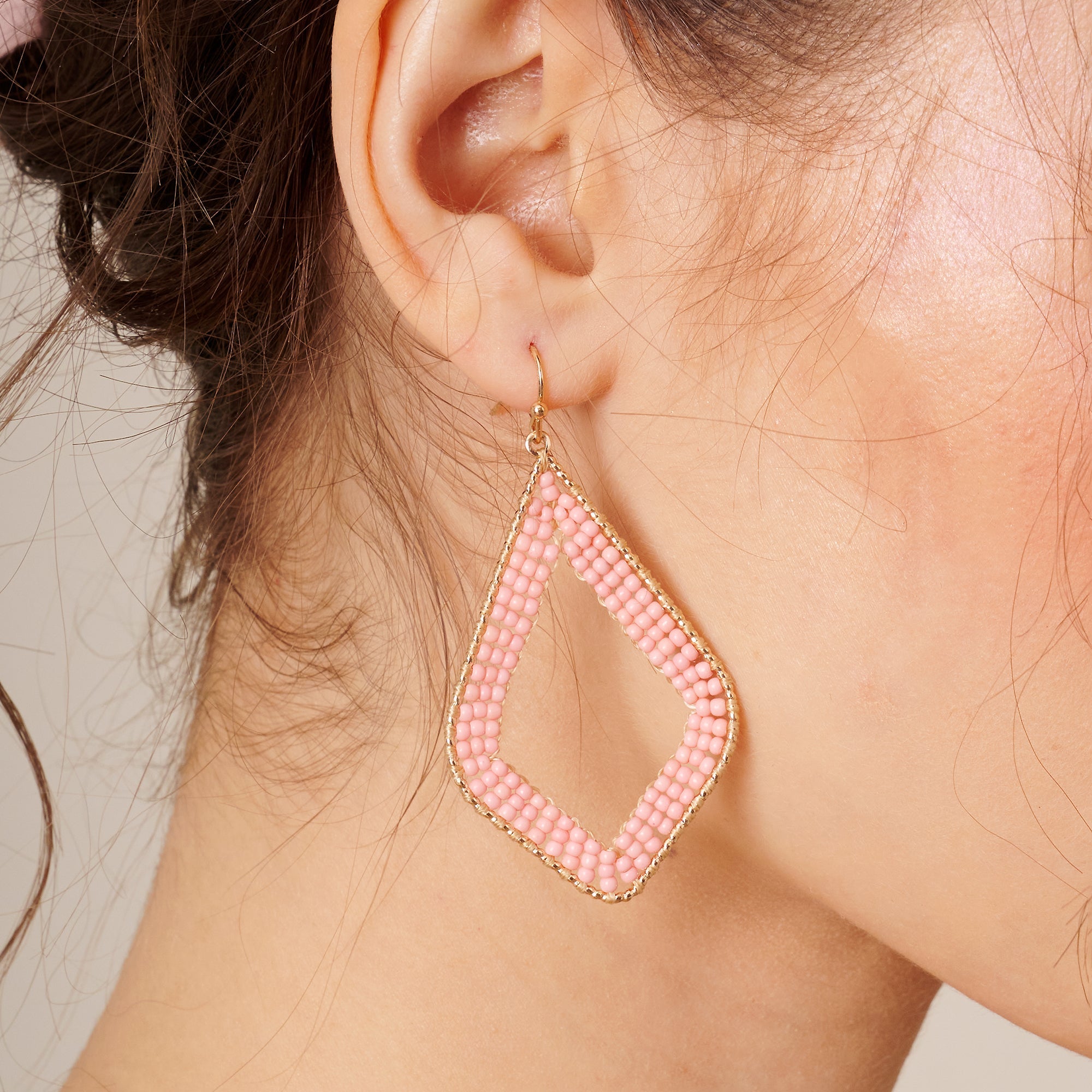 Rhombus Beaded Dangle Earrings