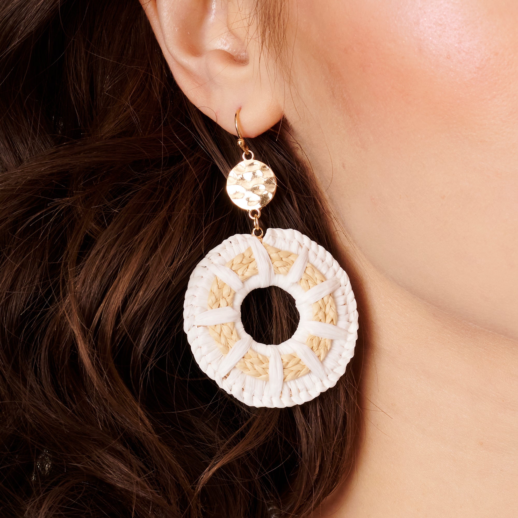 Raffia Circle Dangle Earrings