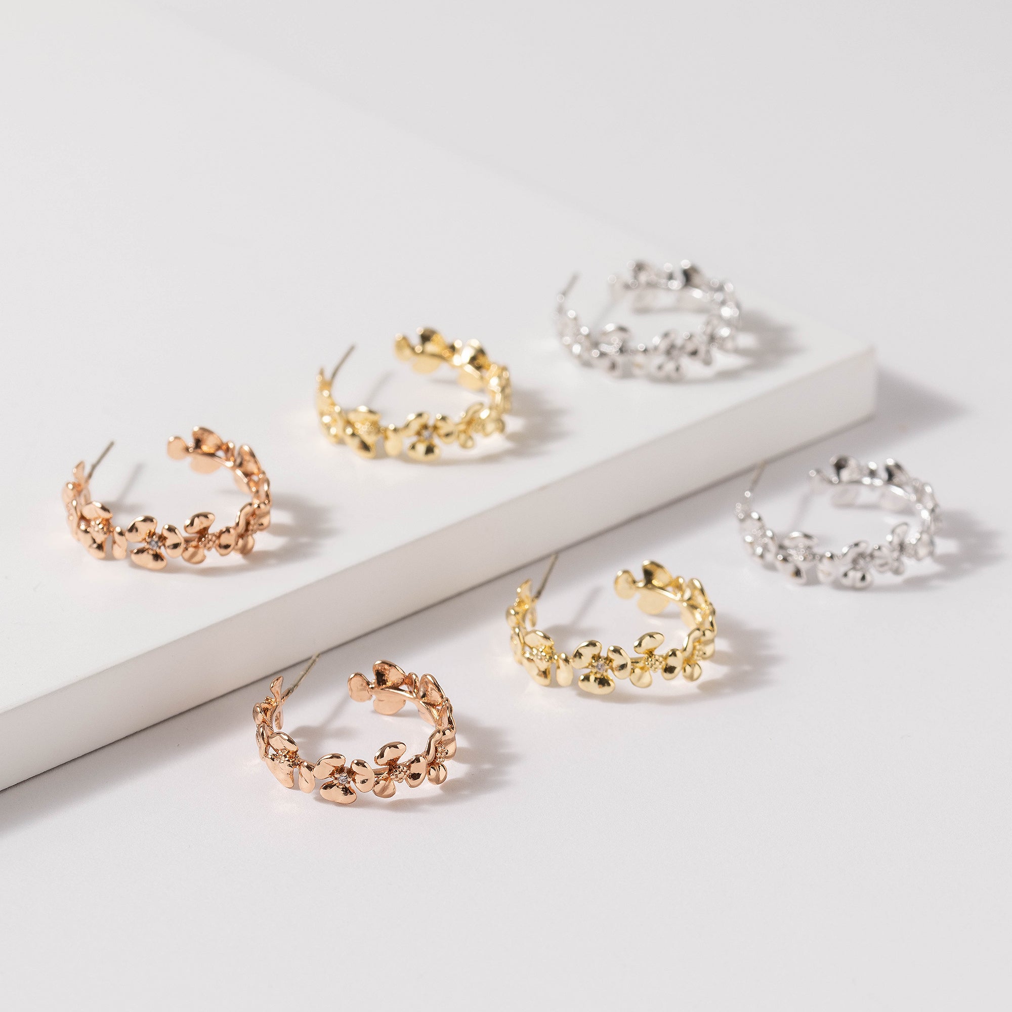 Floral Open Hoop Earrings