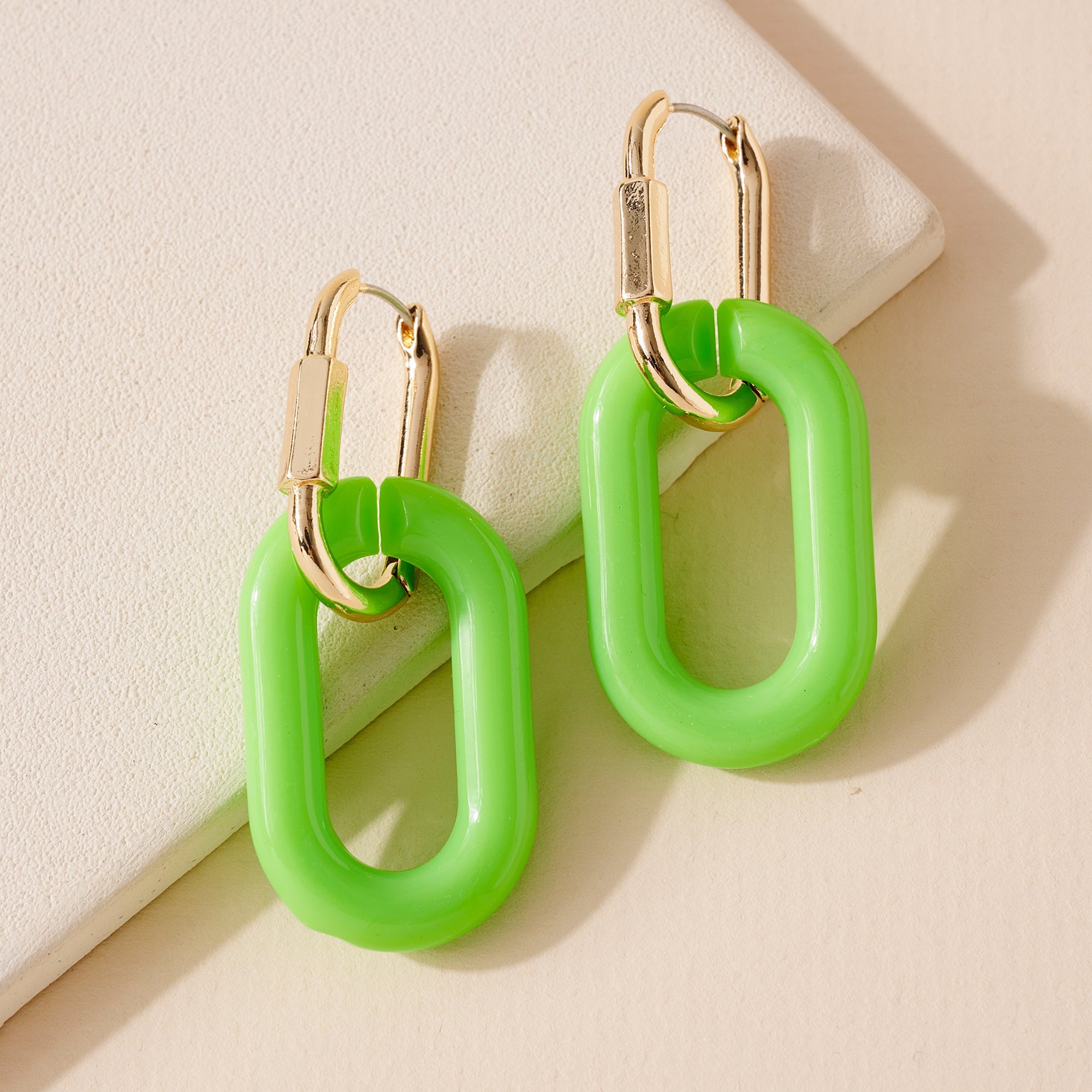 Oval Acetate Link Dangling Earrings