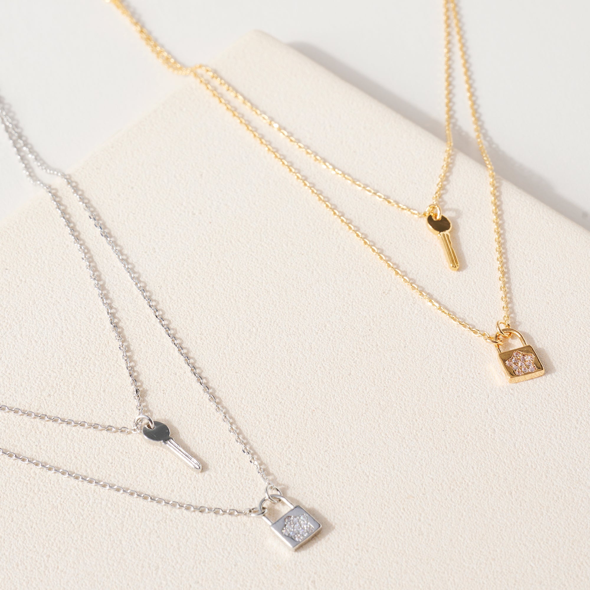 Layered Lock Charm Necklace