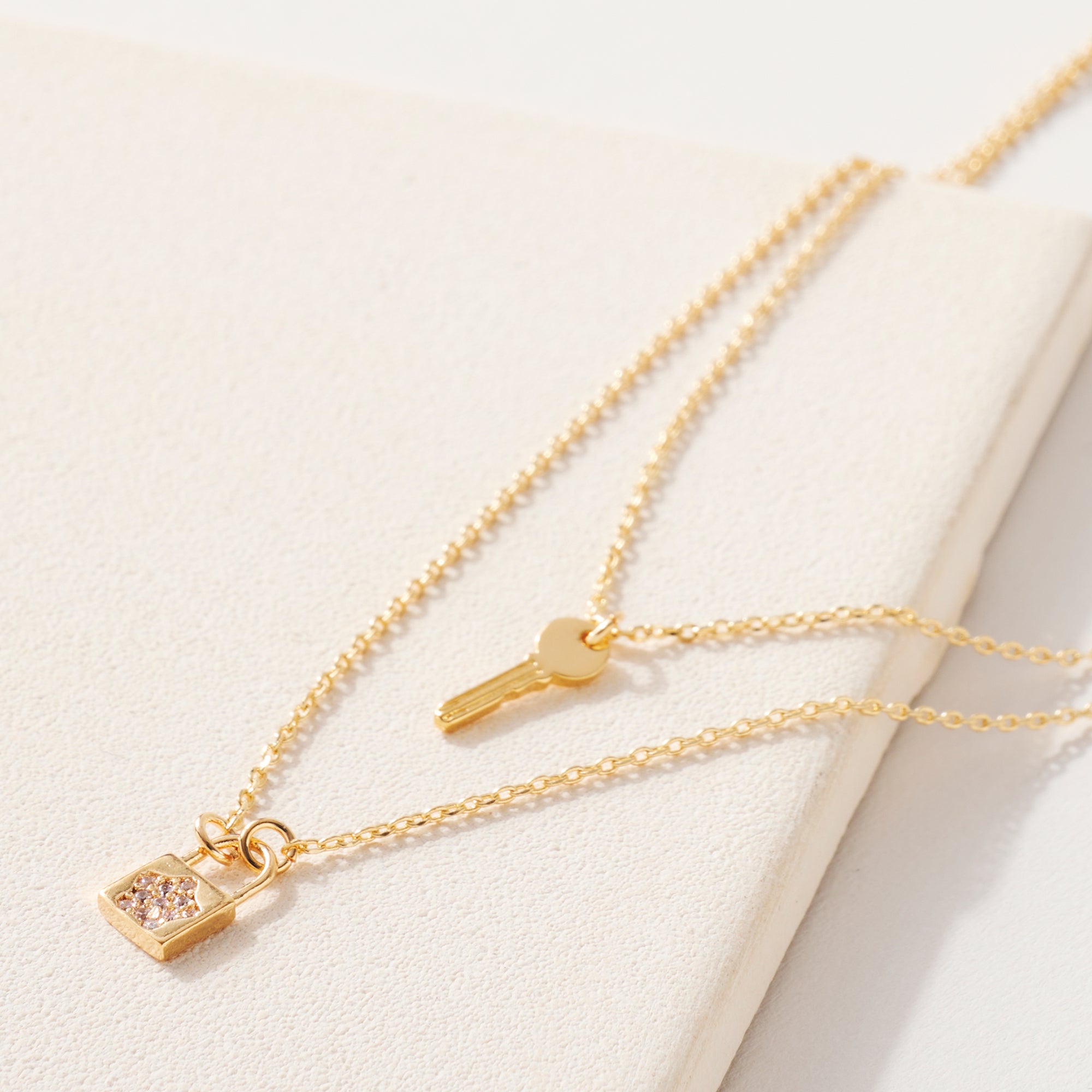Layered Lock Charm Necklace