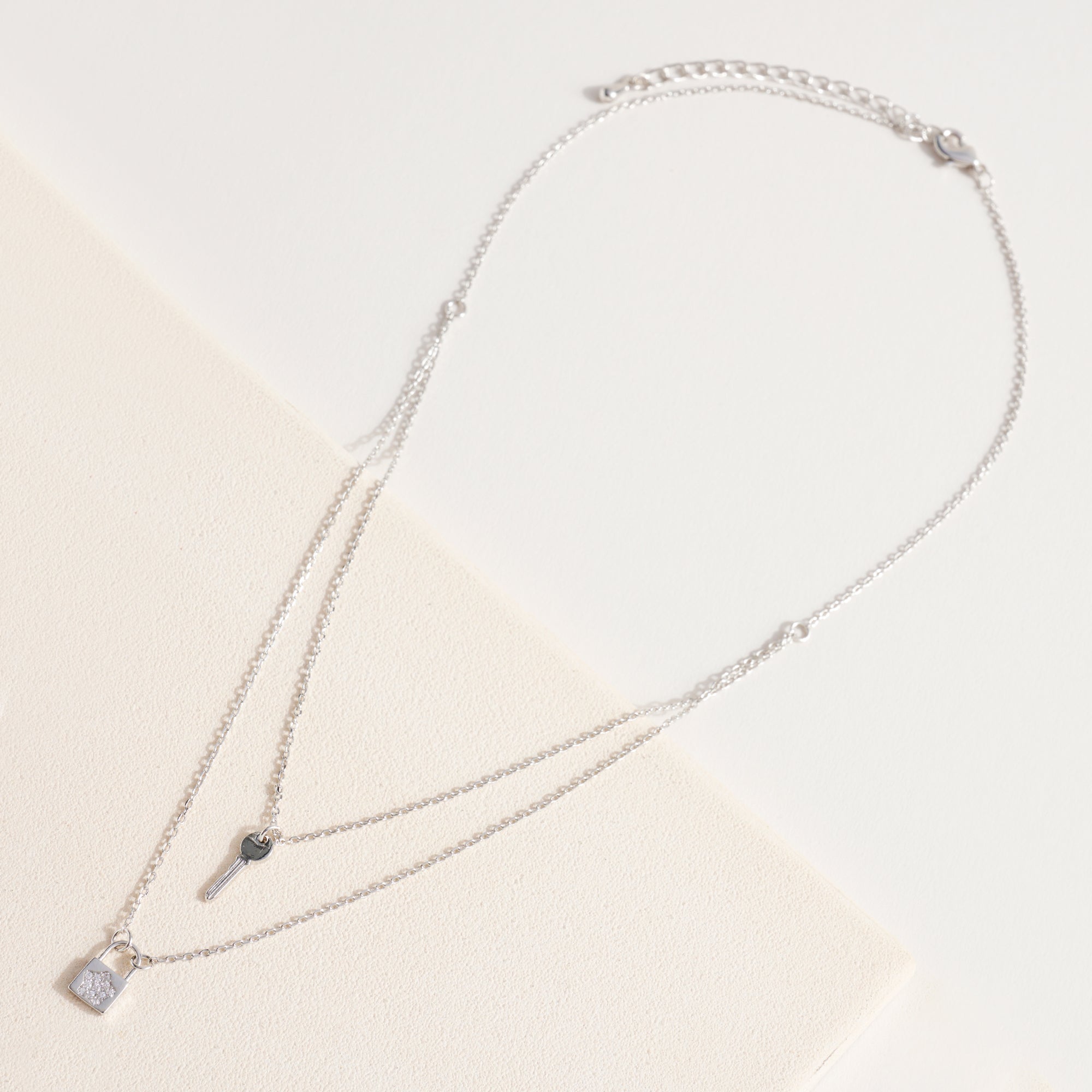Layered Lock Charm Necklace