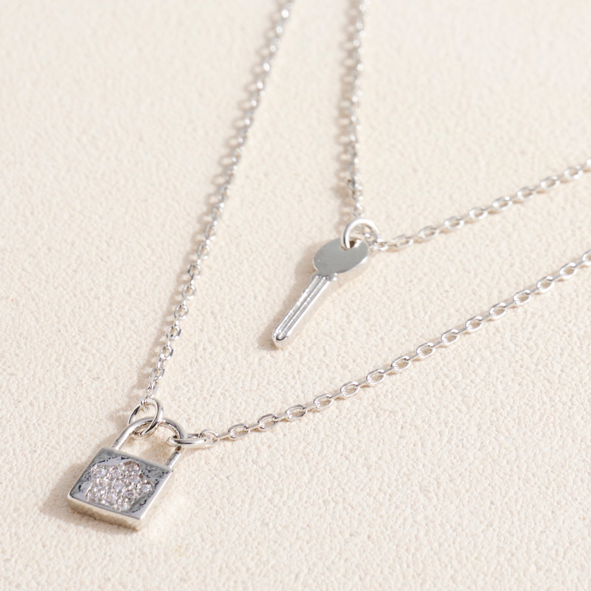 Layered Lock Charm Necklace