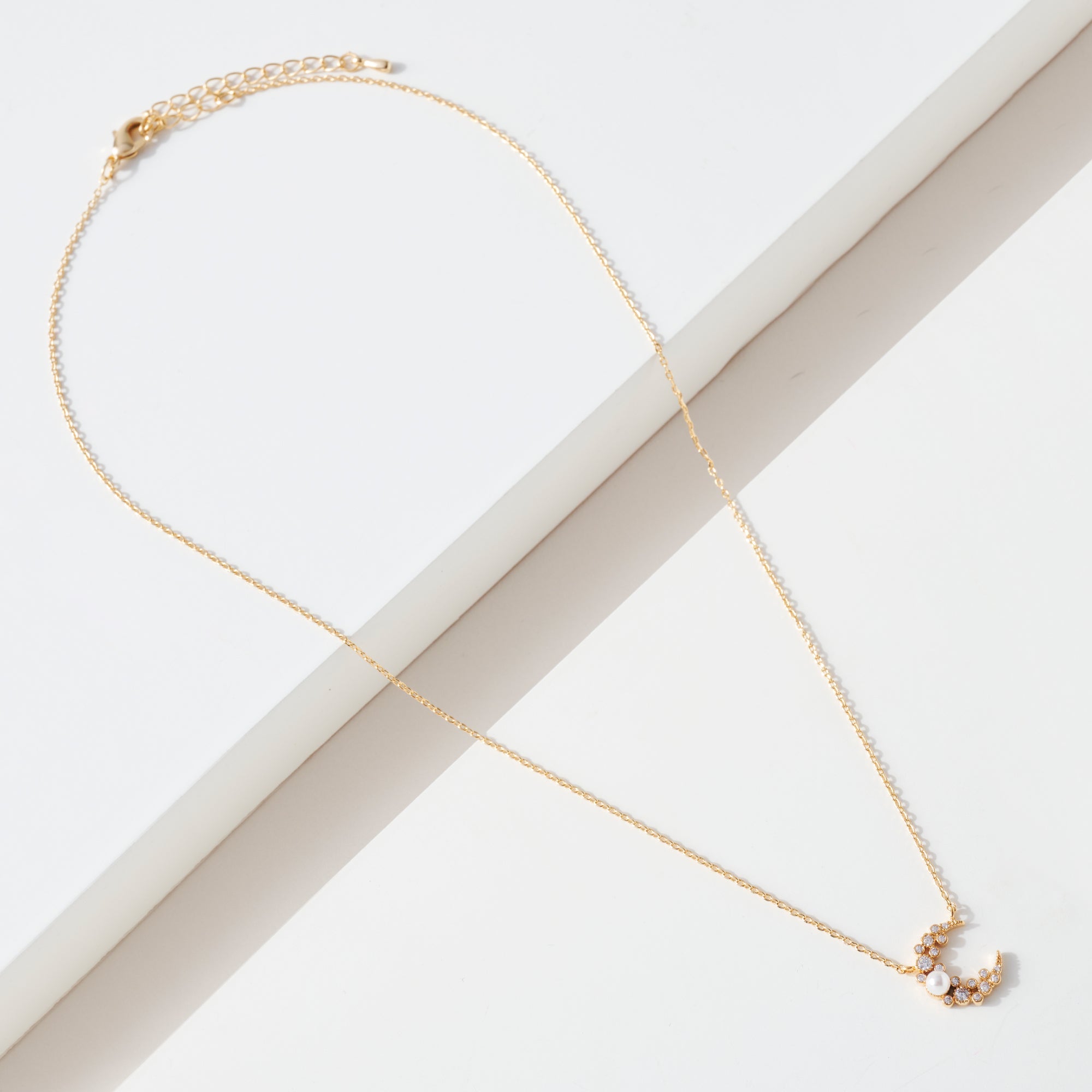 Moon Pearl Charm Necklace
