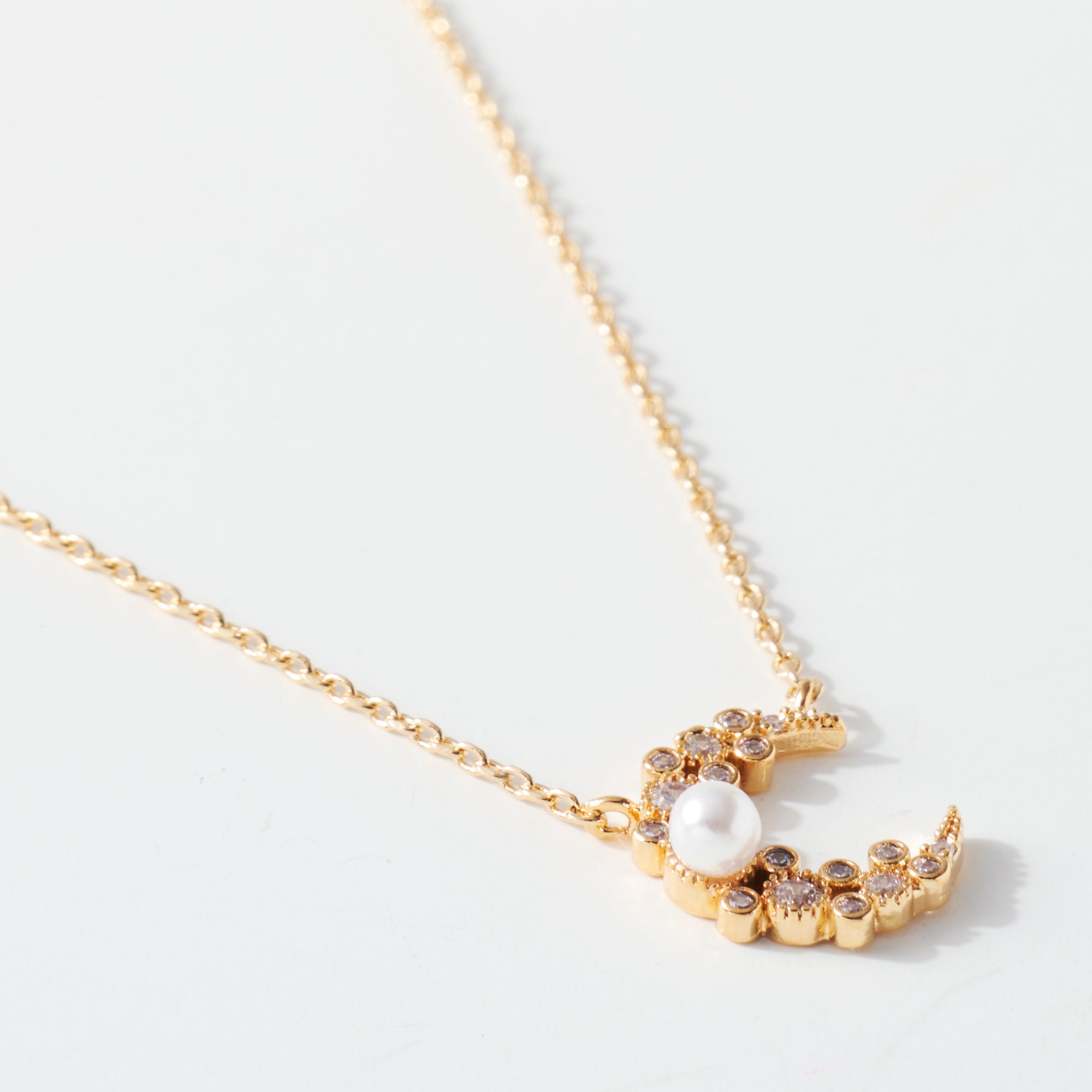 Moon Pearl Charm Necklace